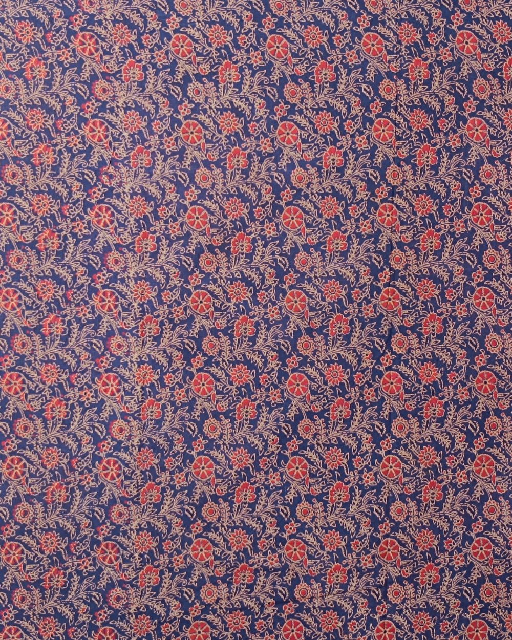 Ajrakh Cotton Natural Dye Block Printed Navy Blue Colour 42 Inches Width