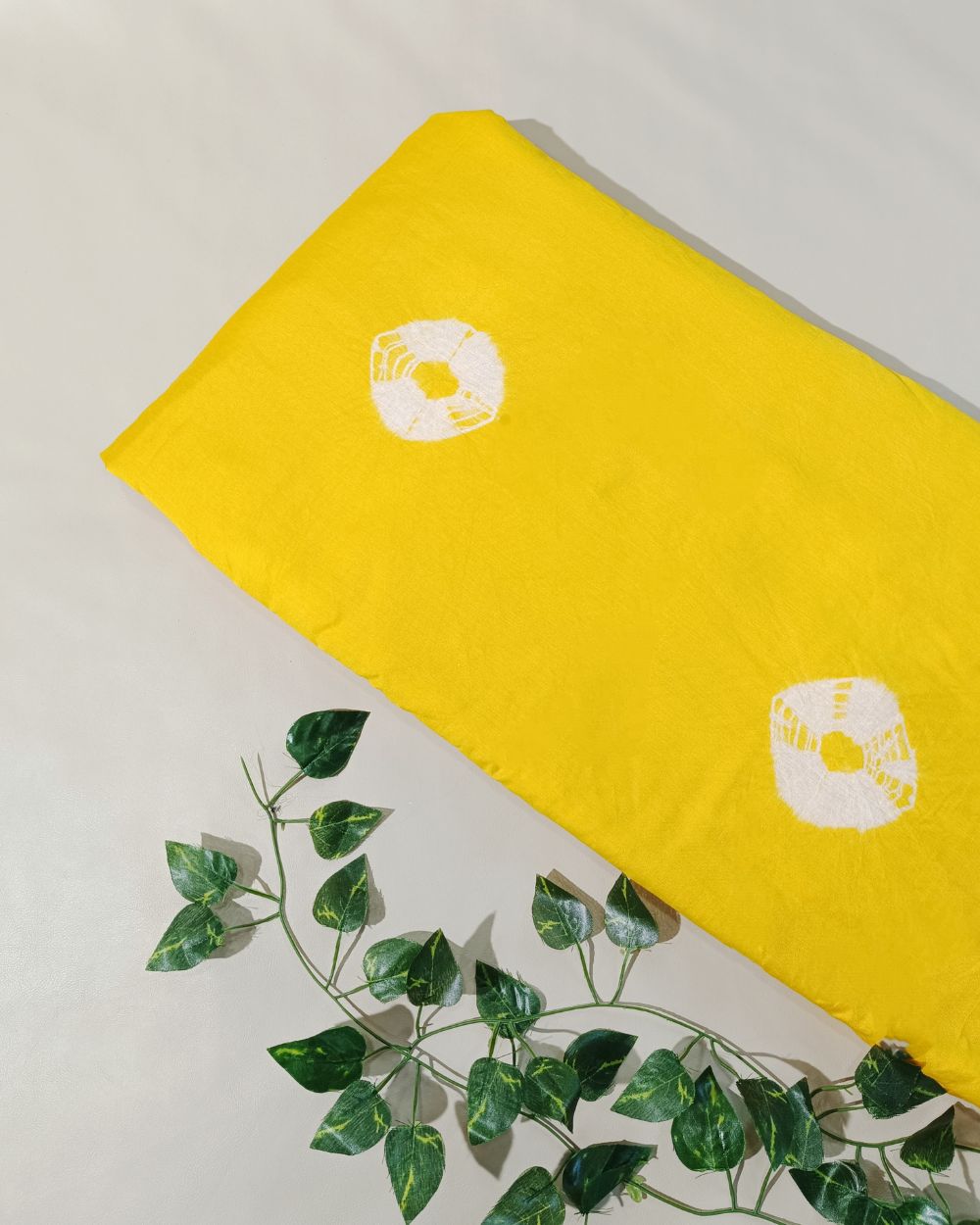Chanderi Cotton with Shibori Print Yellow Colour 46 Inches Width