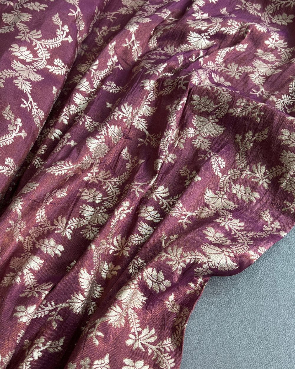 Cosmos Zari Work Dark Magenta Colour 45 Inches Width