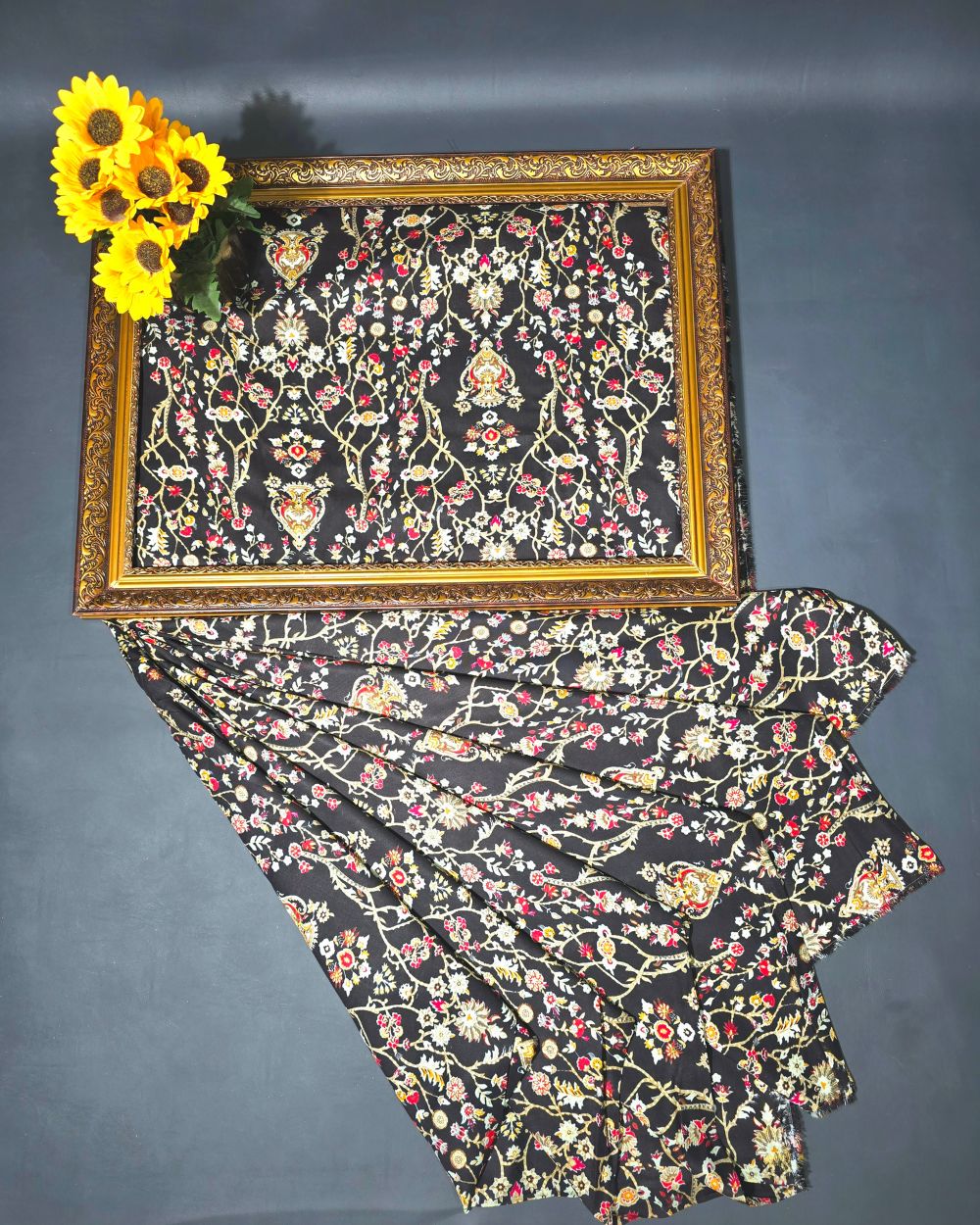 Rayon Foil Print Black Colour 45 Inches Width