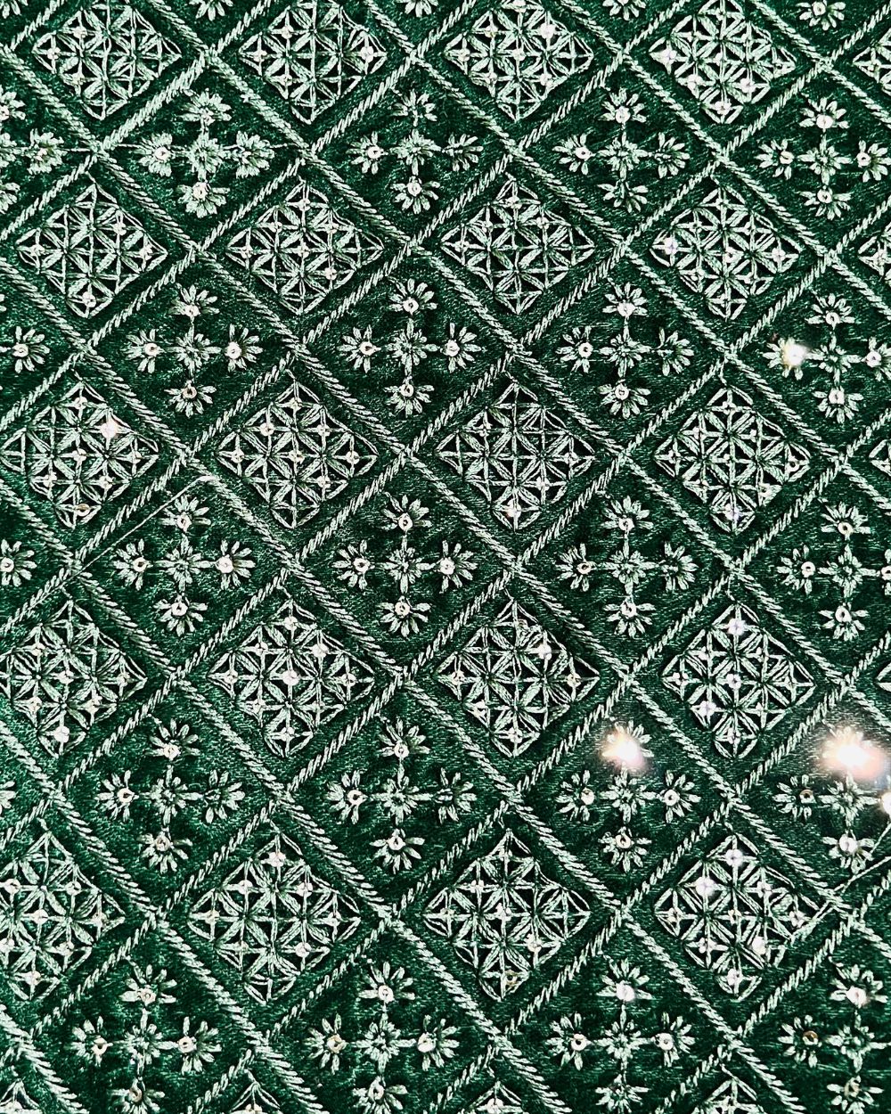 Velvet Work Bottle Green Colour 42 Inches Width