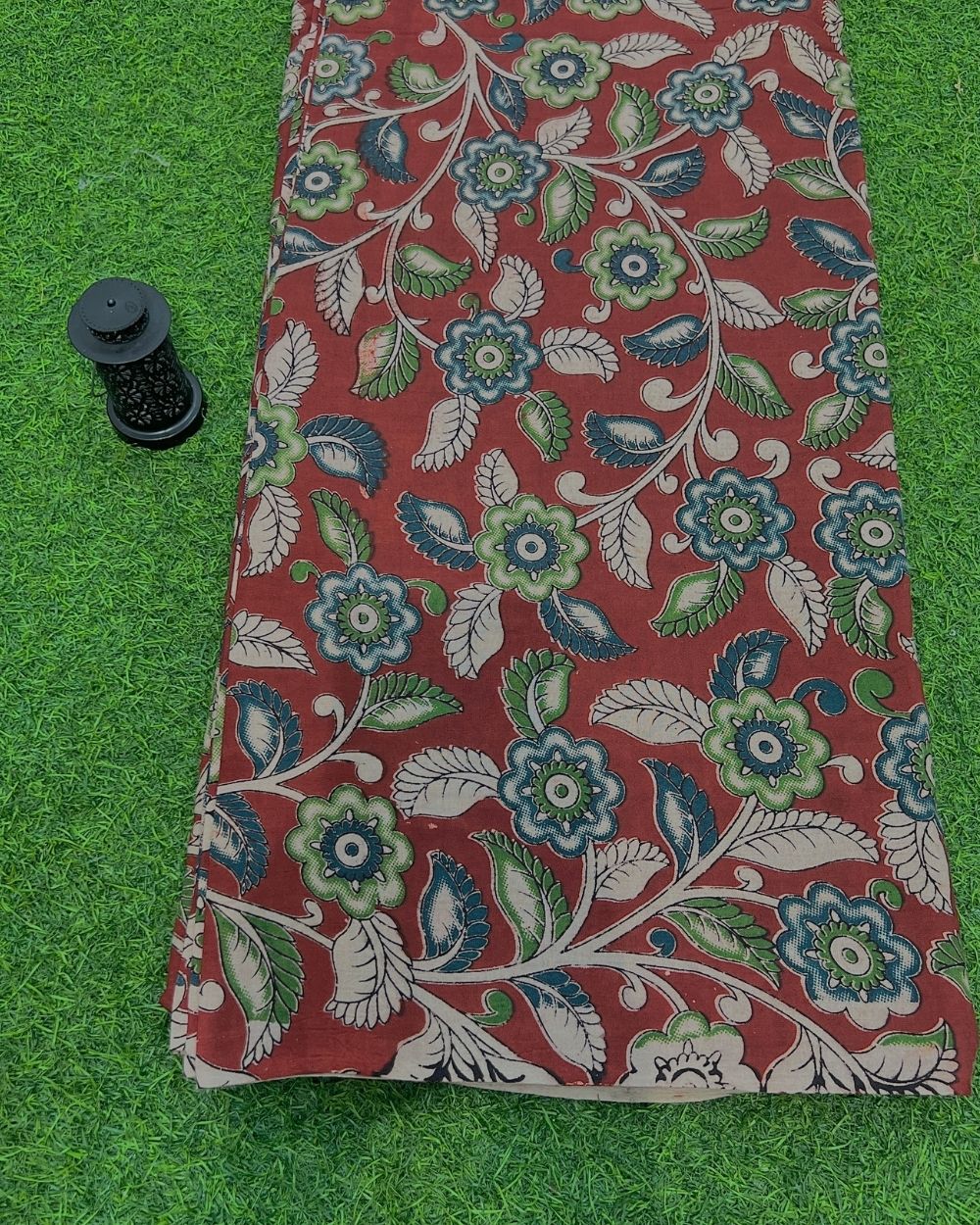 Hand Block Printed Cotton Kalamkari Maroon Colour 47 Inches Width