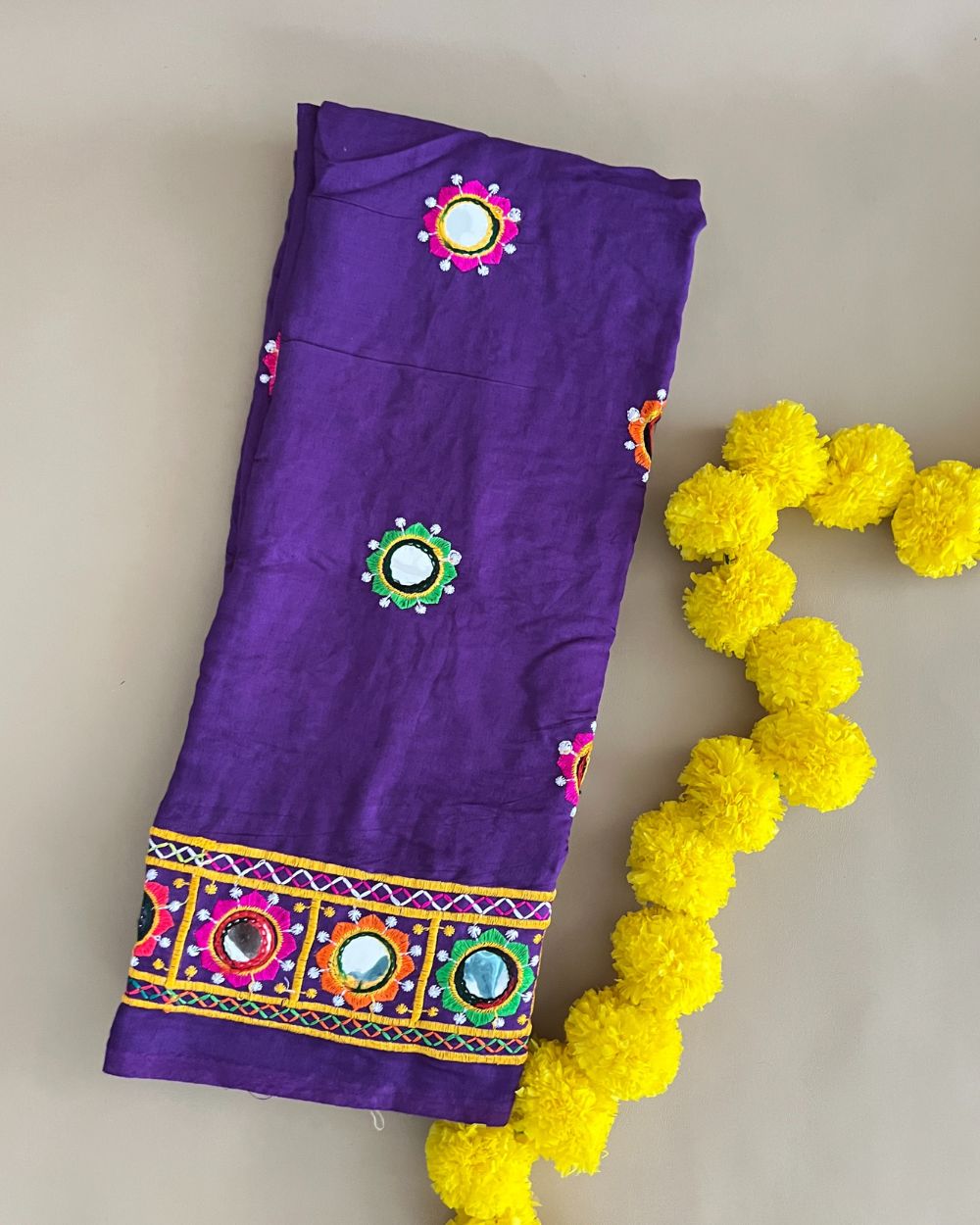 Abla Work Dupatta Cotton Silk Purple Colour 42 Inches Width
