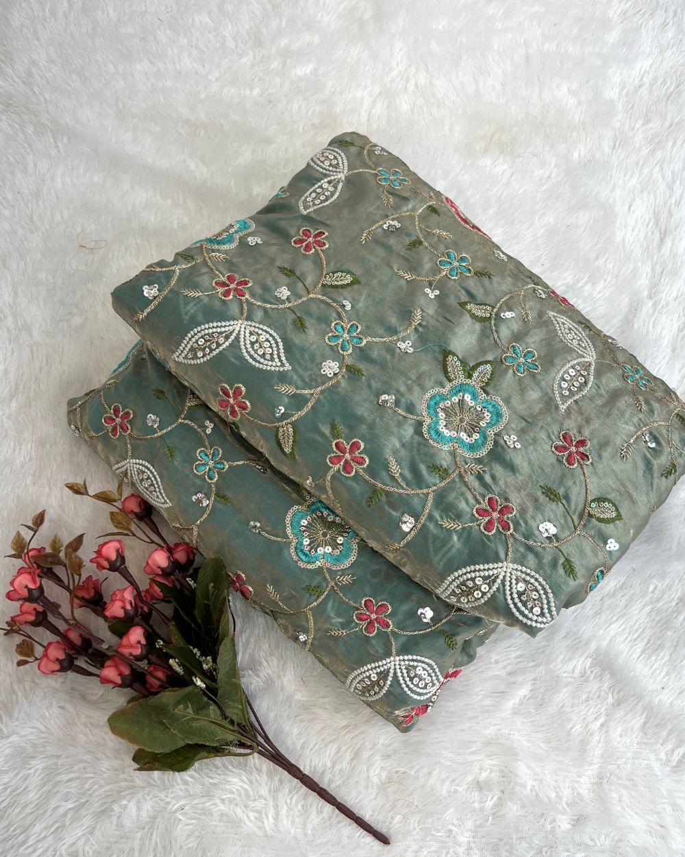 Space Silk Work Grey Colour 42 Inches Width