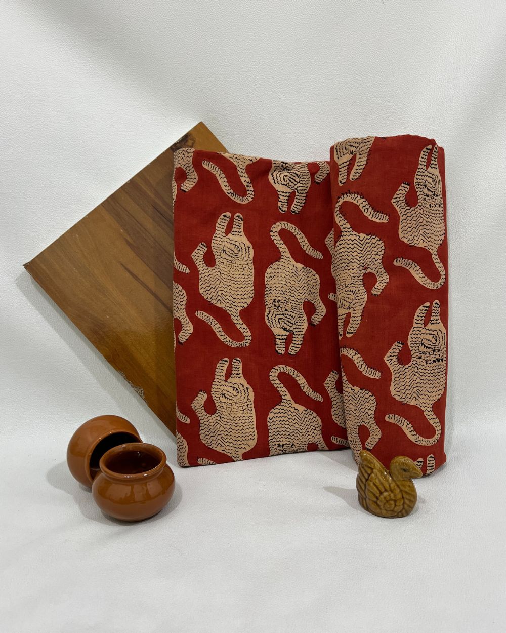 Bagru Hand Block Printed Cotton Red Colour 45 Inches Width