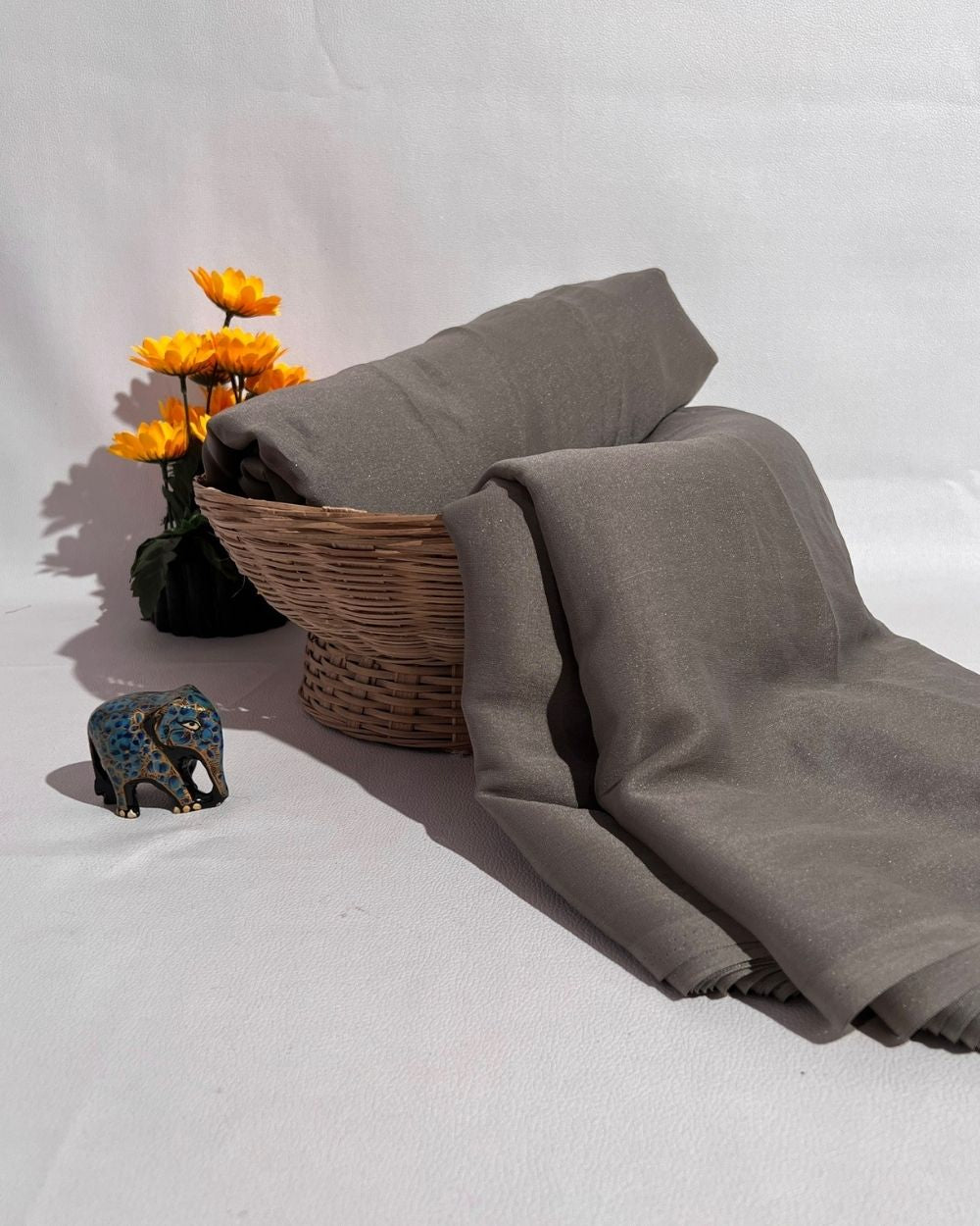 Plain Star Georgette Warm Grey Colour 44 Inches Width