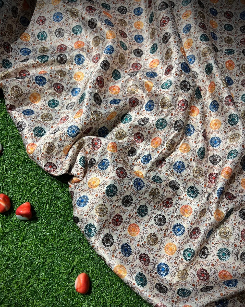 Silk Crochet Work Multicolor 42 Inches Width