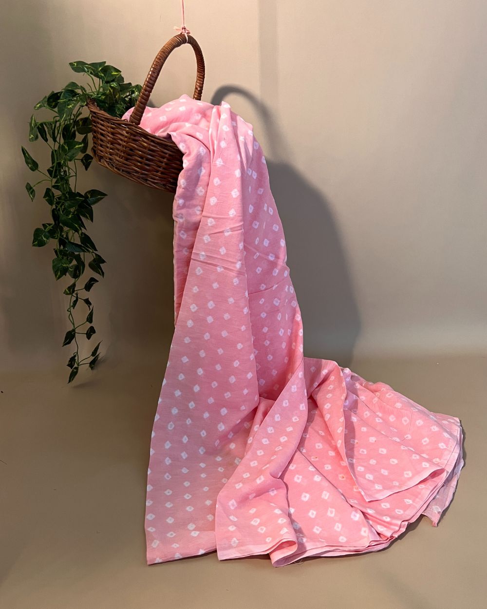 Pure Soft  Cotton Bandhani Print Light Peach Colour 44 Inches Width