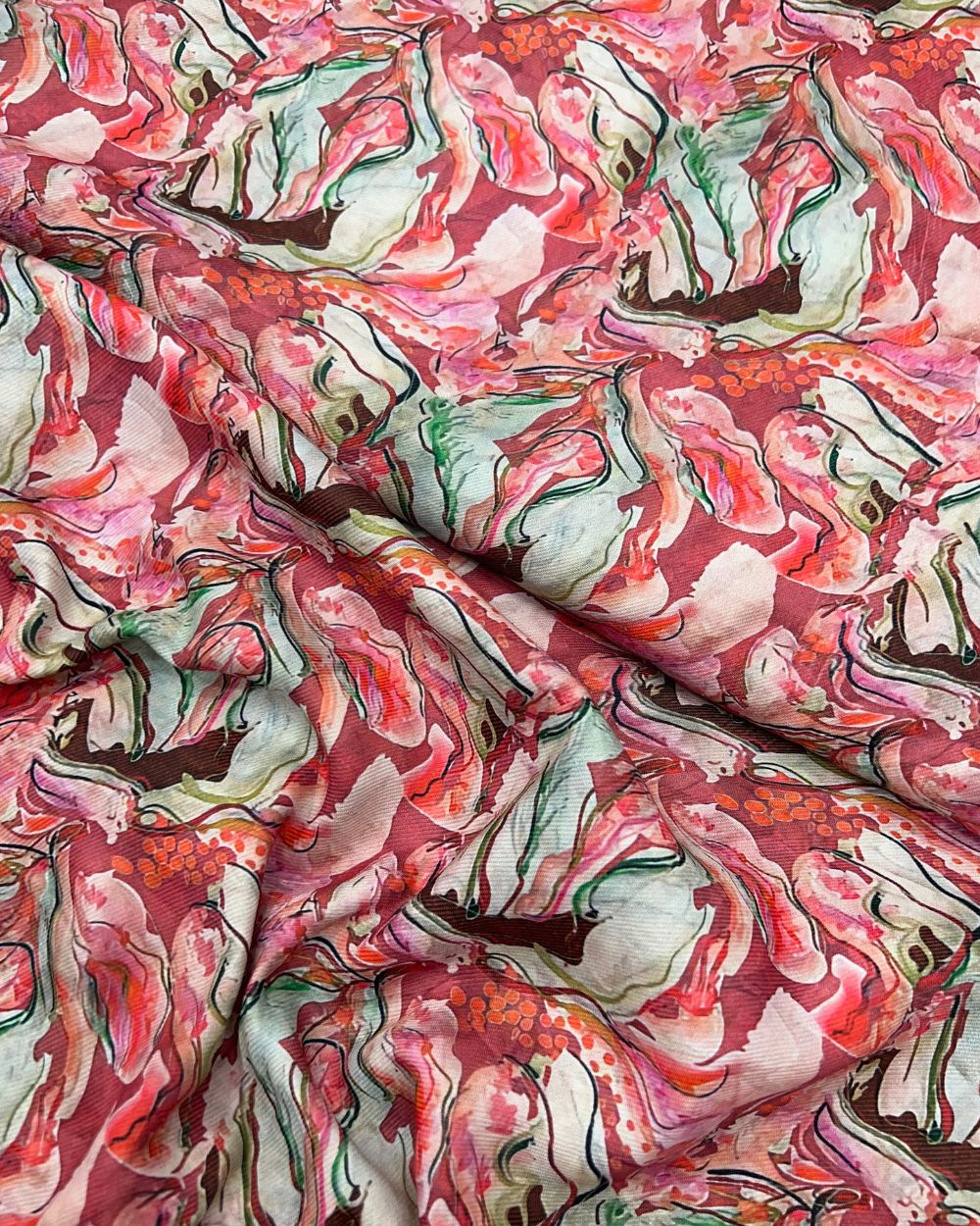 Printed Cotton Mix Pashmina Peach Colour 42 Inches Width