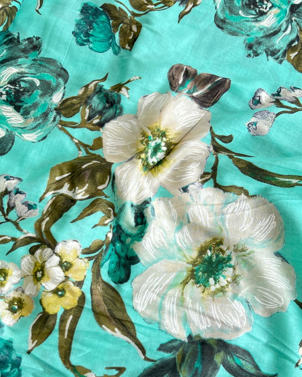 Printed Cotton (Foil) Turquoise Colour 45 Inches Width