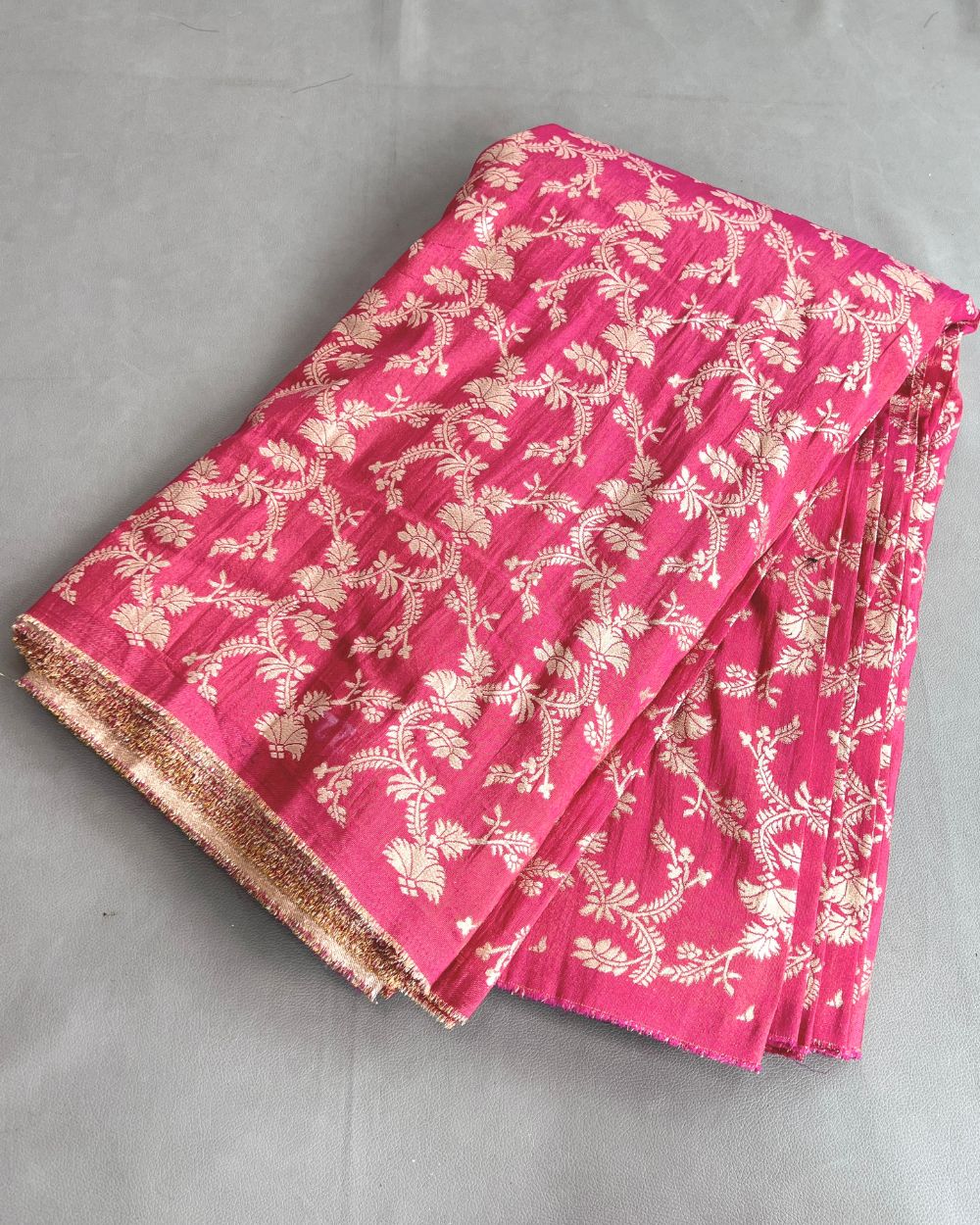 Cosmos Zari Work Dark Pink Colour 45 Inches Width