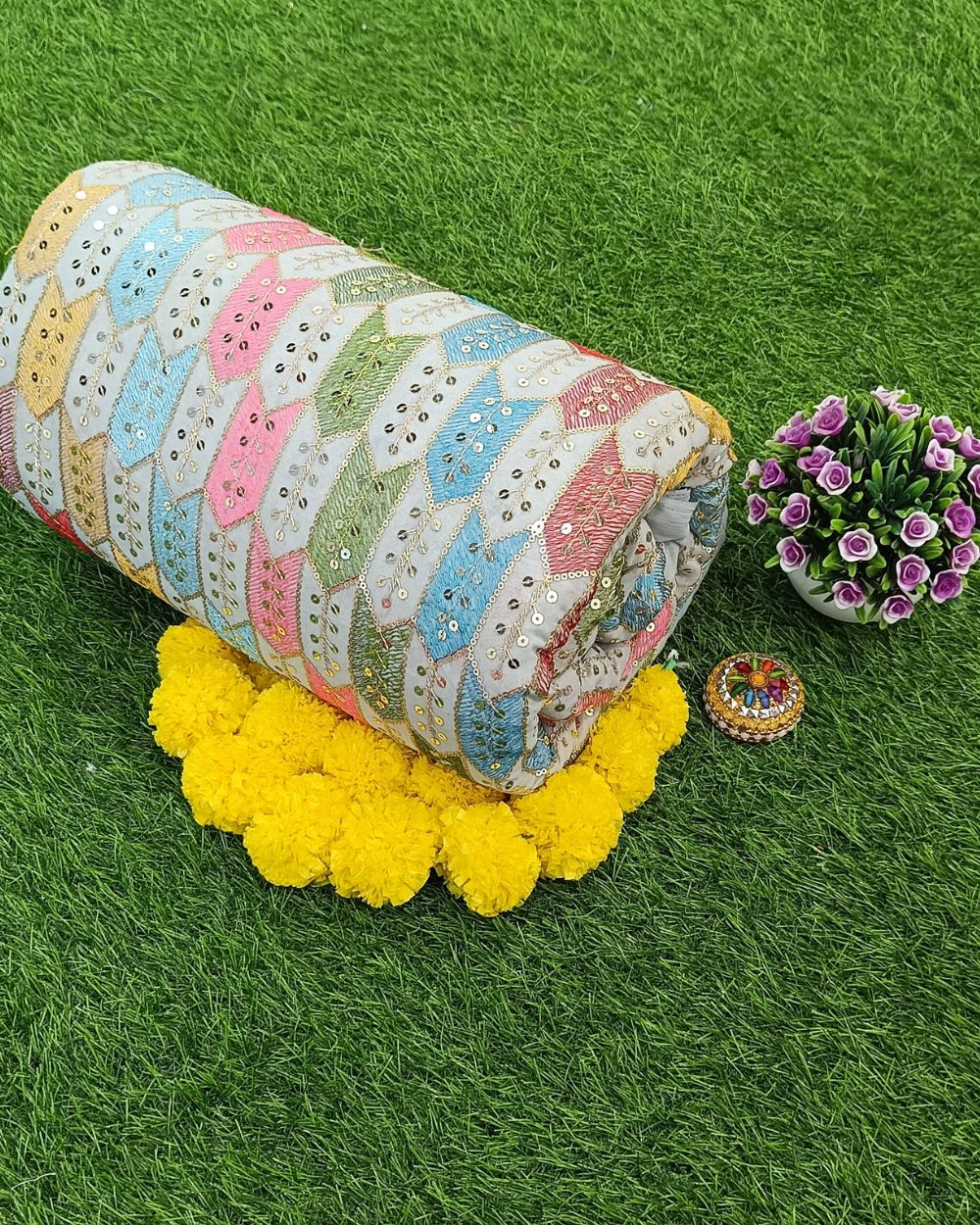 Georgette Work Greyish Blue Colour 44 Inches Width