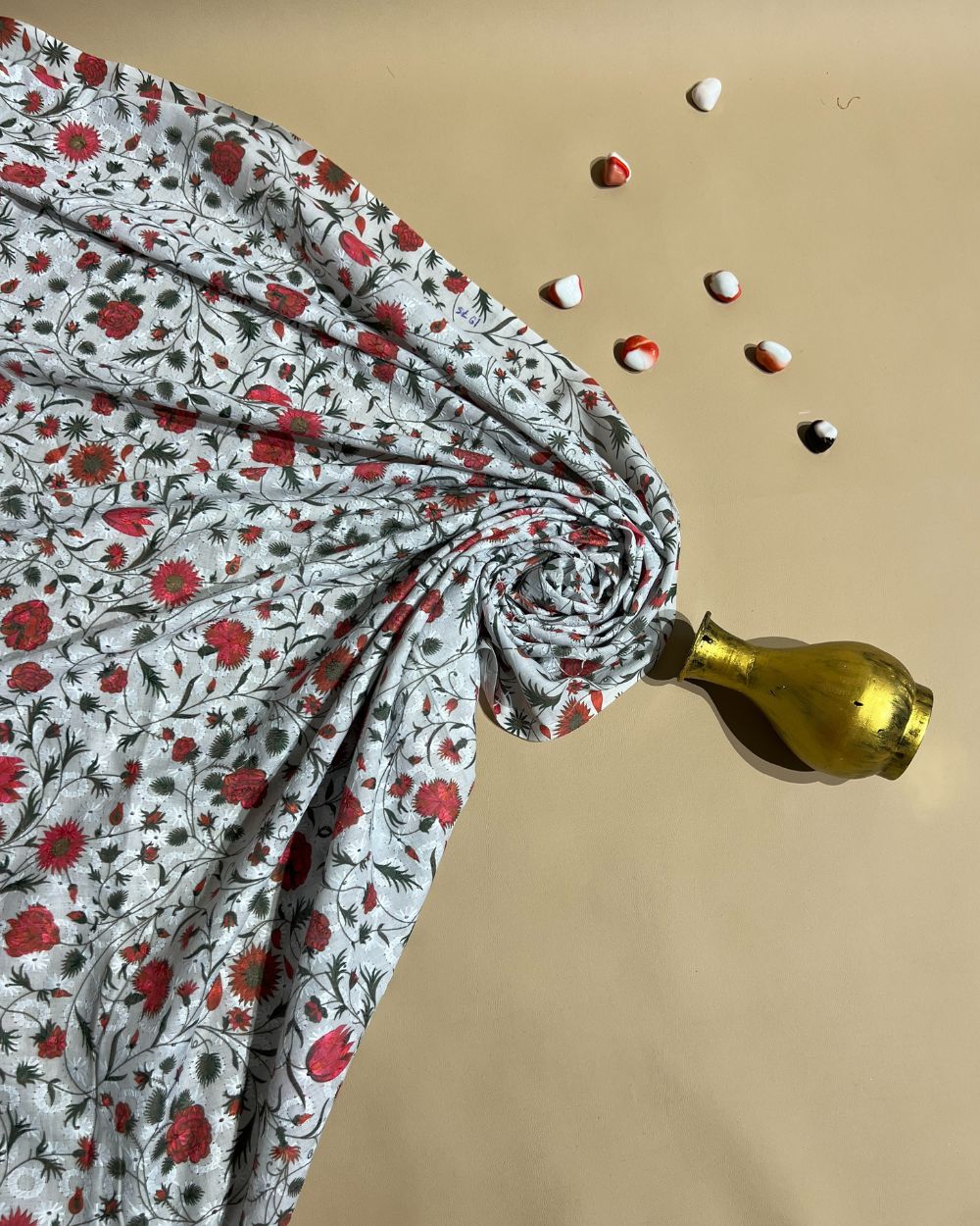 Printed Hakoba Cotton White Colour 42 Inches Width