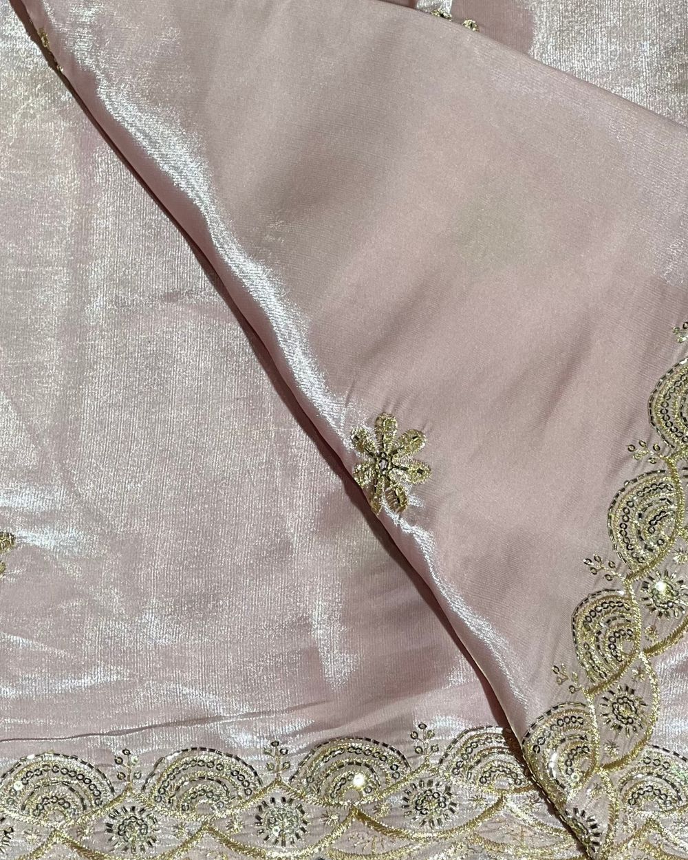 Jimmy Choo Work with both side Border Dupatta Fabric Pastel Pink Colour 38 Inches Width