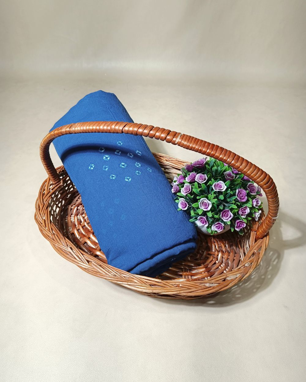 Pure Soft Cotton Bandhani Print Blue Colour 44 Inches Width