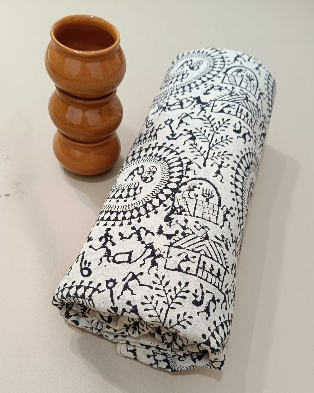 Bagru Hand Block Printed Cotton Off White Colour 45 Inches Width