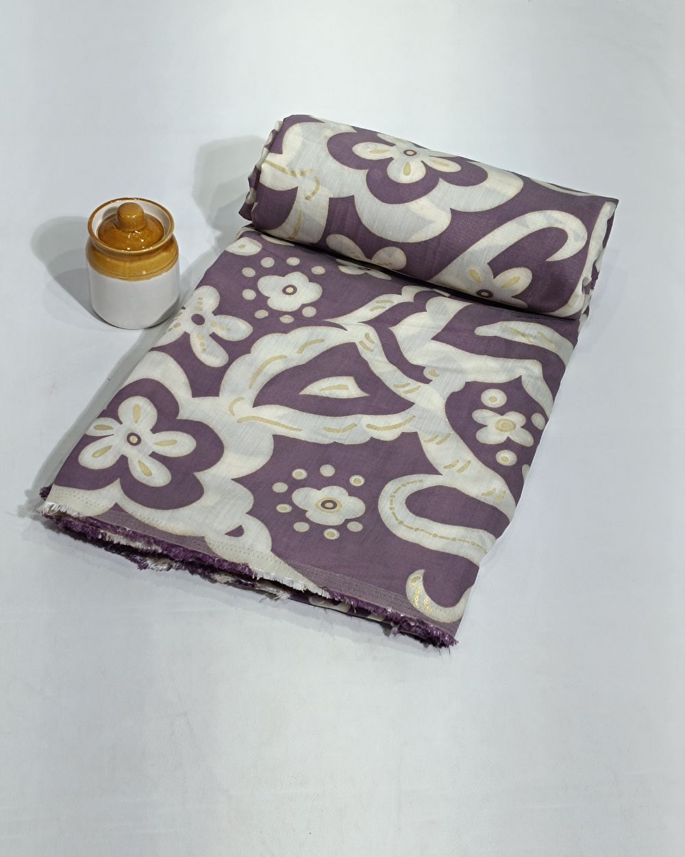 Printed Muslin (Foil) Lavender Grey Colour 43 Inches Width