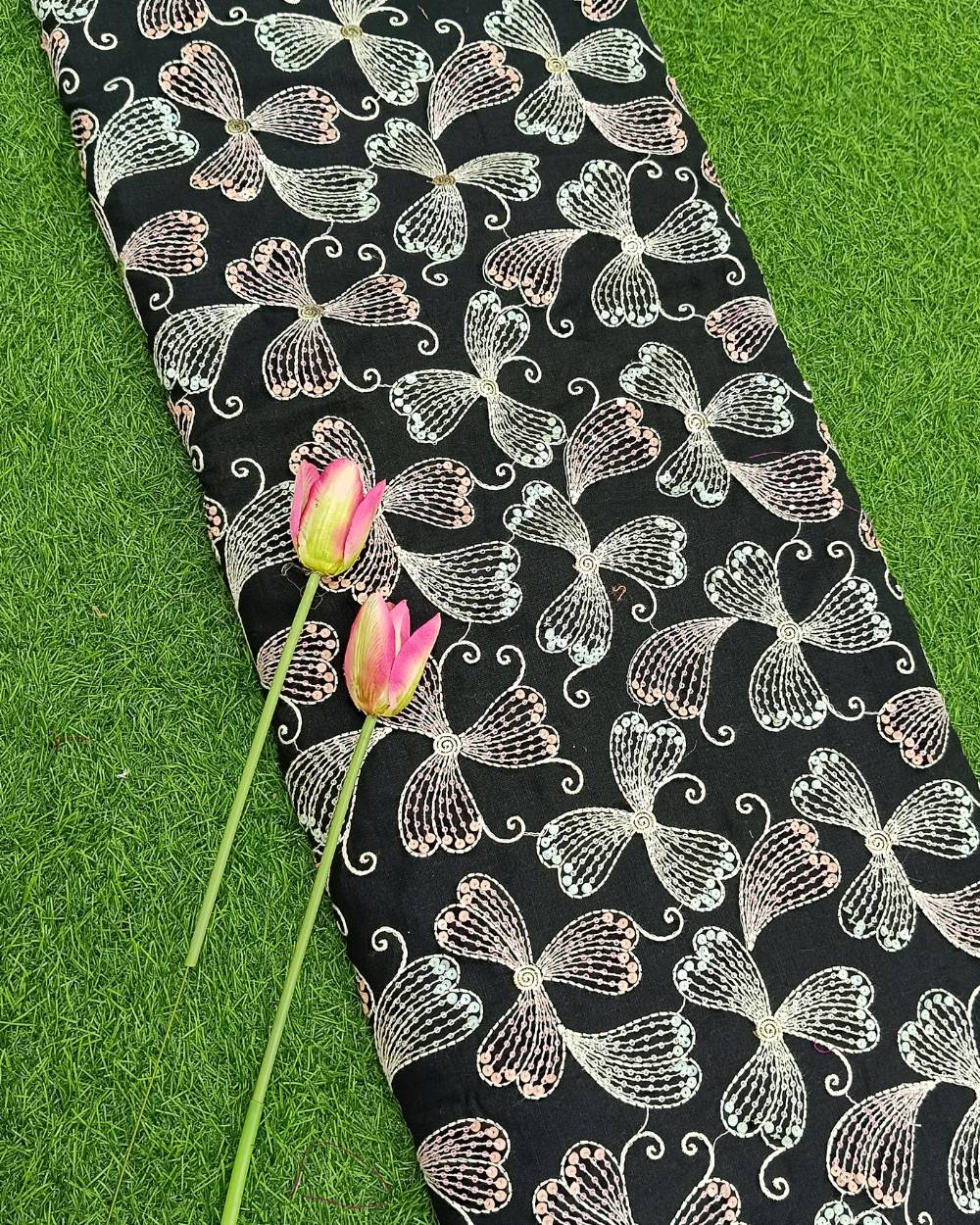 Cotton Work Black Colour 43 Inches Width