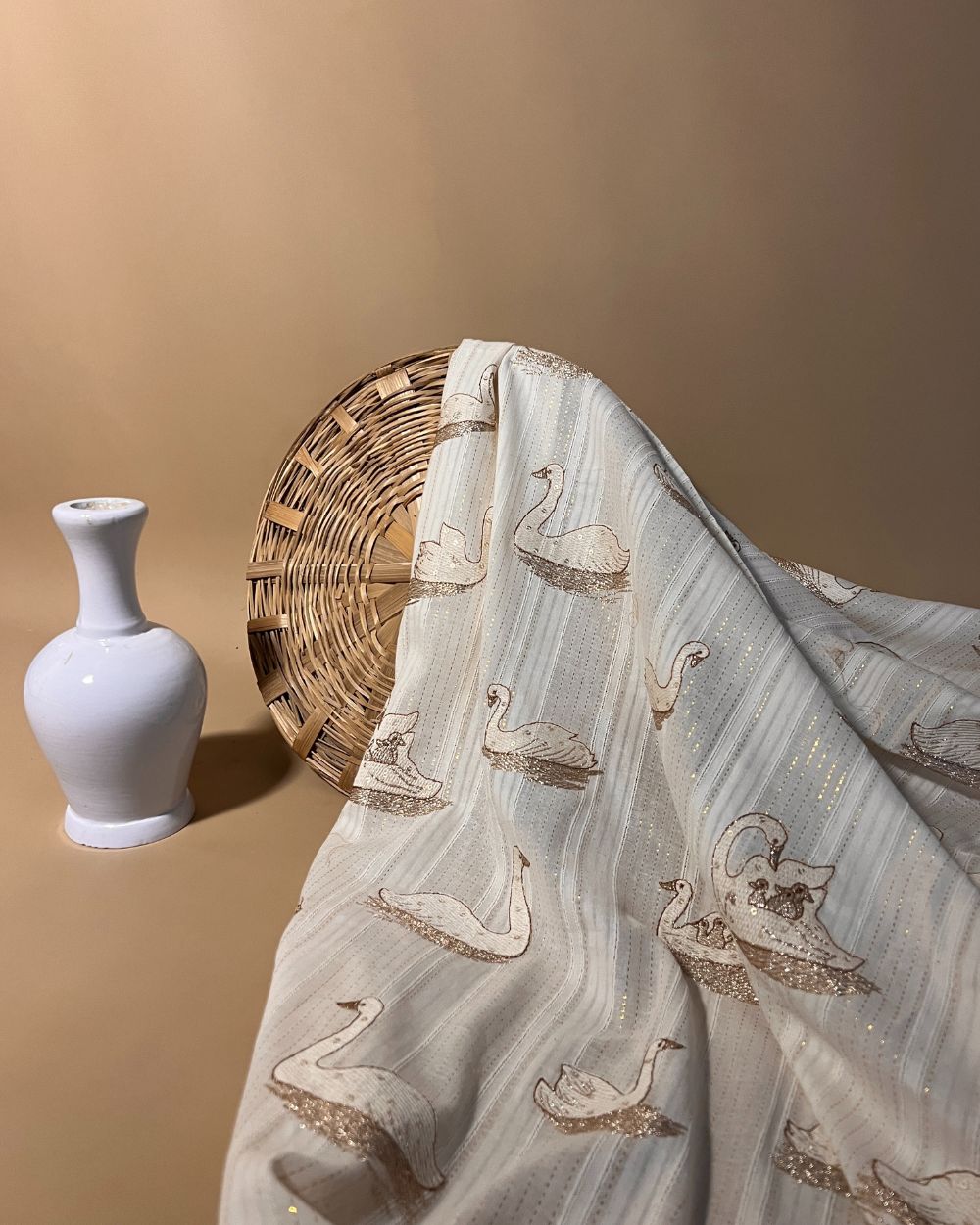Premium Cotton Lurex Work Off White Colour 44 Inches Width