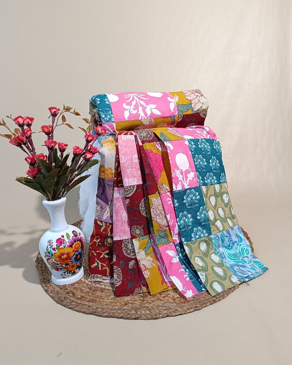 Printed Cotton  Patchwork Quilt Multicolor 42 Inches Width