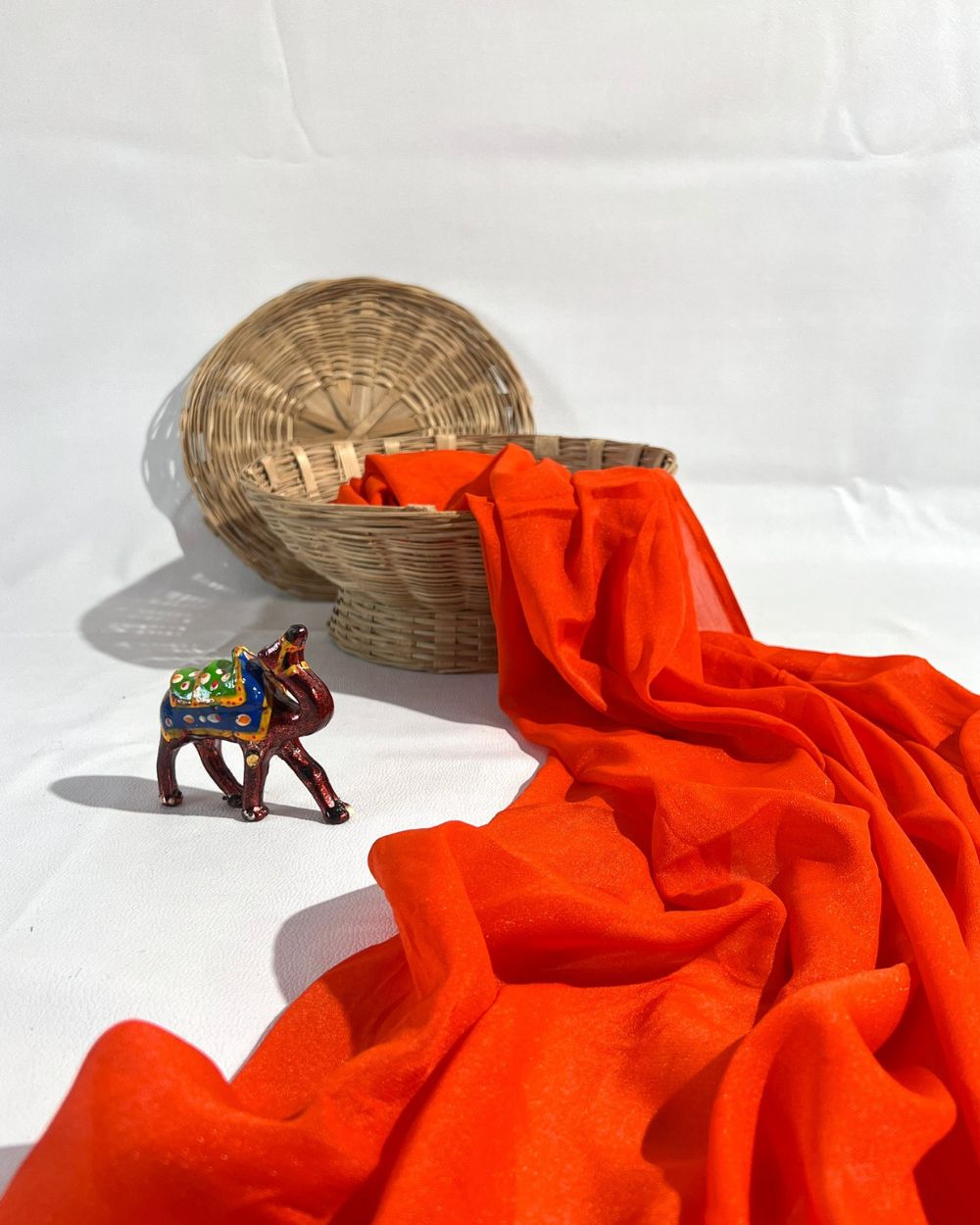 Plain Star Georgette Orange Colour 44 Inches Width