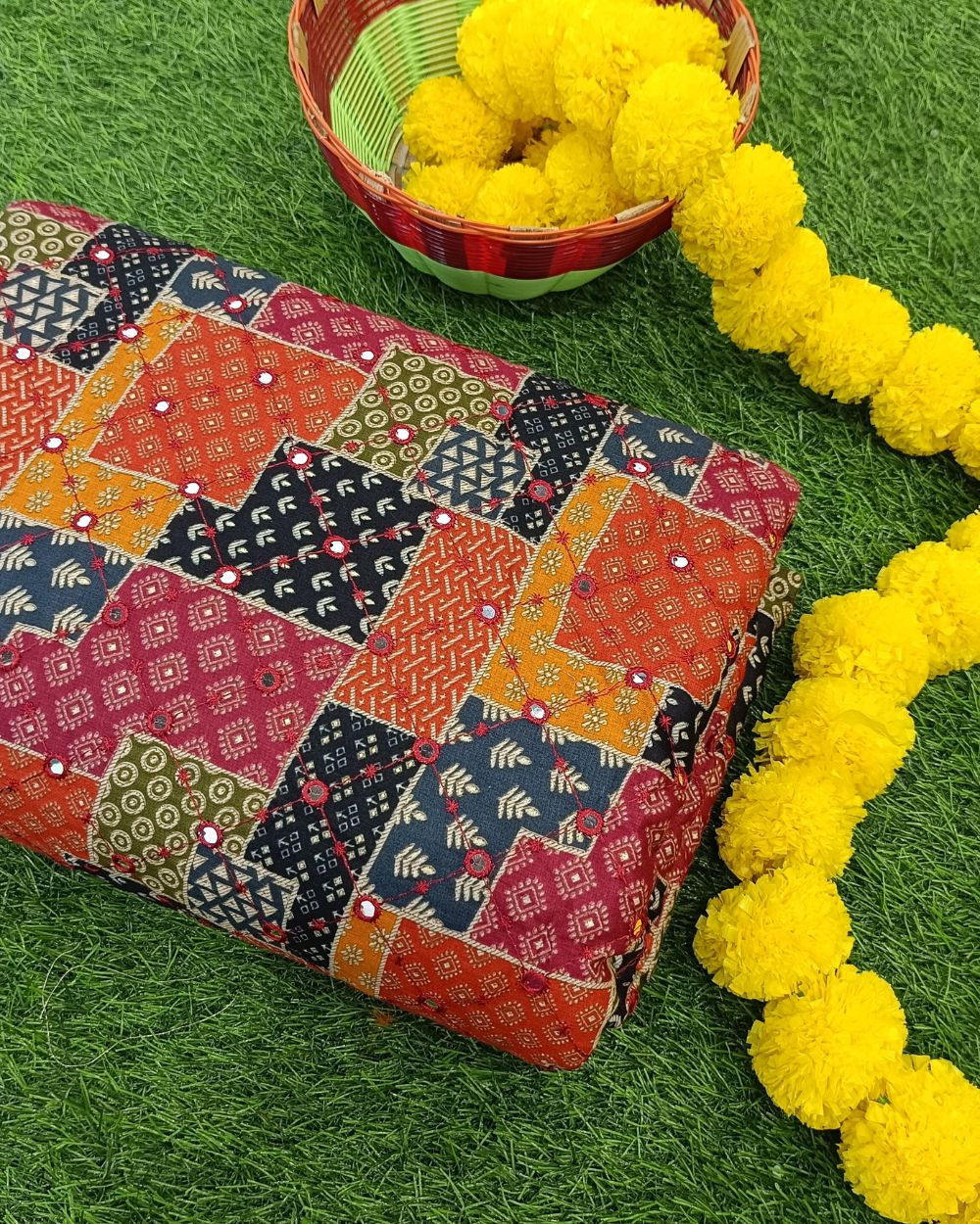 Cotton Abla Work Multicolor 42 Inches Width