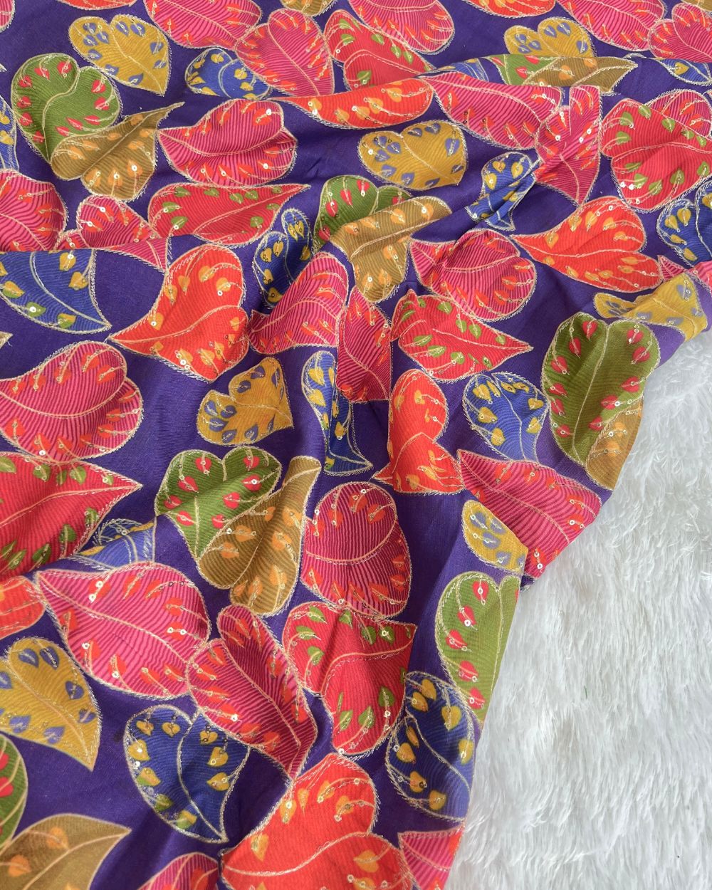 Mix Cotton Work Purple Colour 40 Inches Width