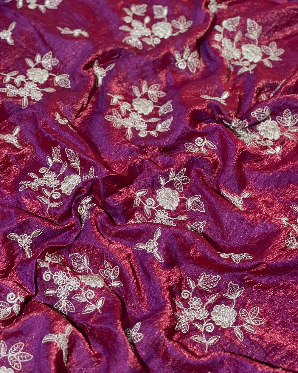 Ice Fendy (Space Silk) Work Maroon Colour 48 Inches Width