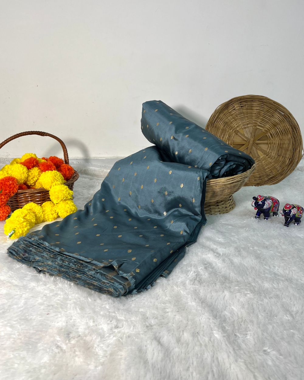 Taffeta Work Bluish Grey Colour 60 Inches Width