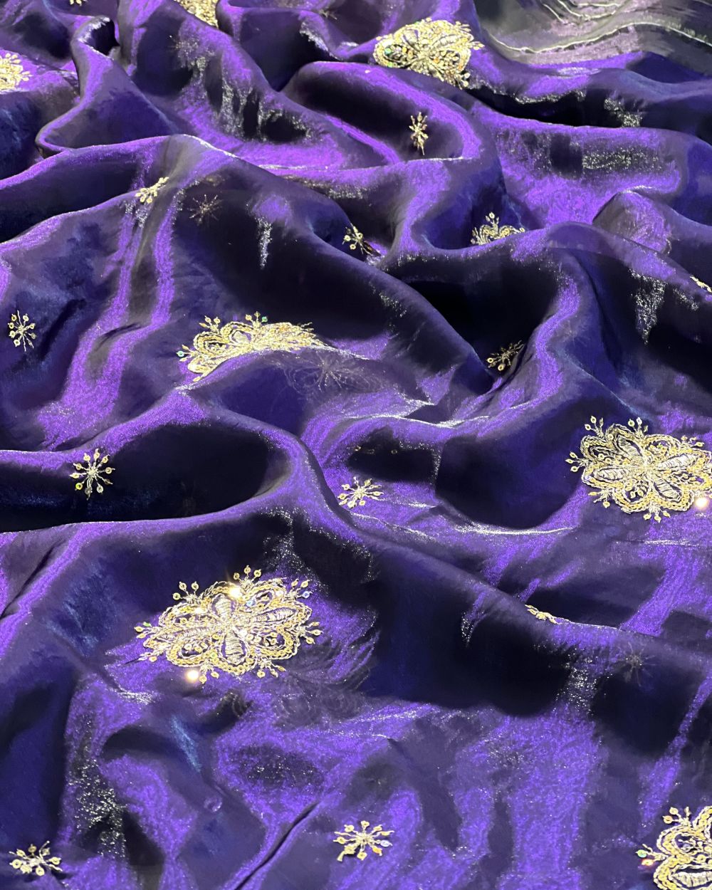 Space Silk Work Purple Colour 46 Inches Width