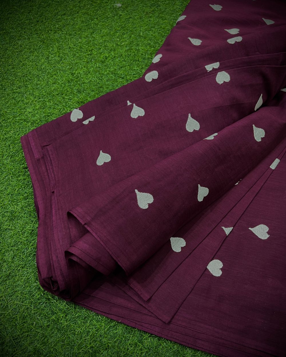 Kora Cotton Work Dark Wine Colour 42 Inches Width