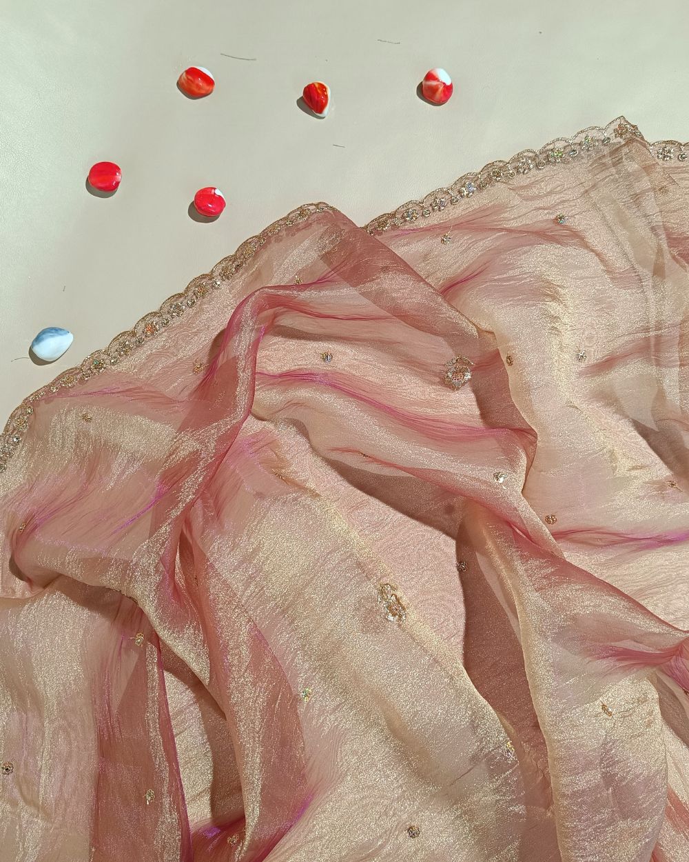 Hiranya Work Dupatta Onion Pink Colour 42 Inches Width