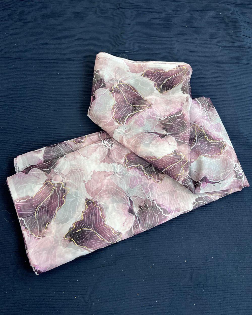 Premium Printed Organza Foil White Colour 43 Inches Width