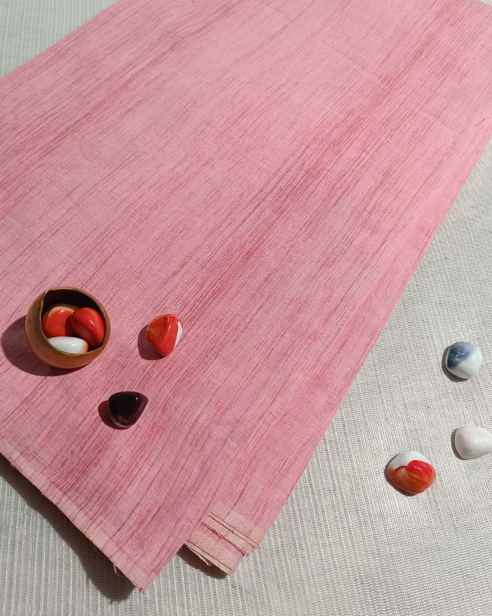 Plain Khadi Cotton Fabric Onion Pink Colour 45 Inches Width