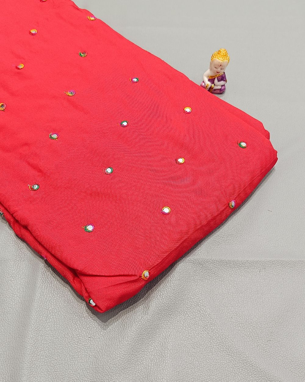 Rayon Abla Work Peach Red Colour 44 inches width