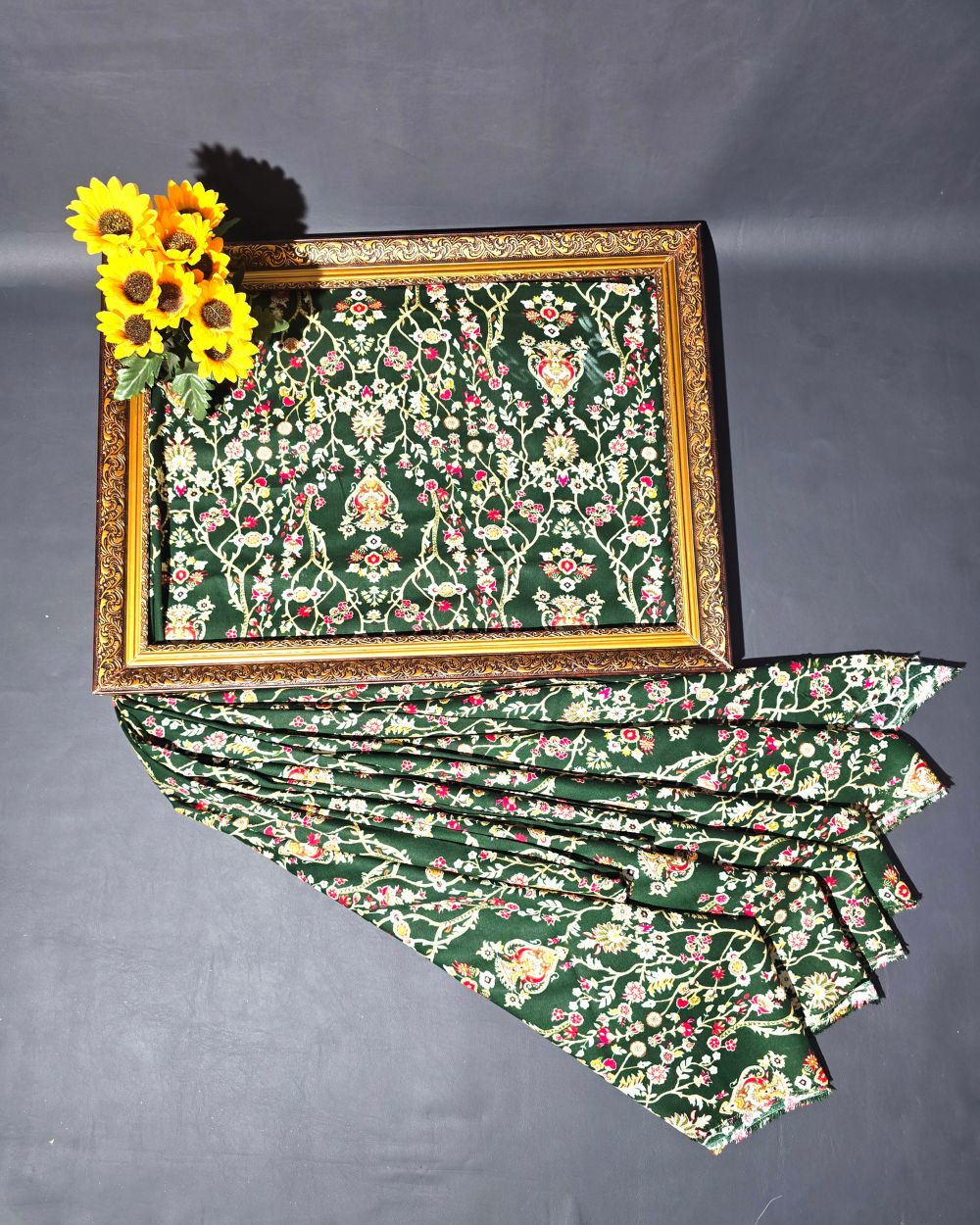 Rayon Foil Print Bottle Green Colour 45 Inches Width