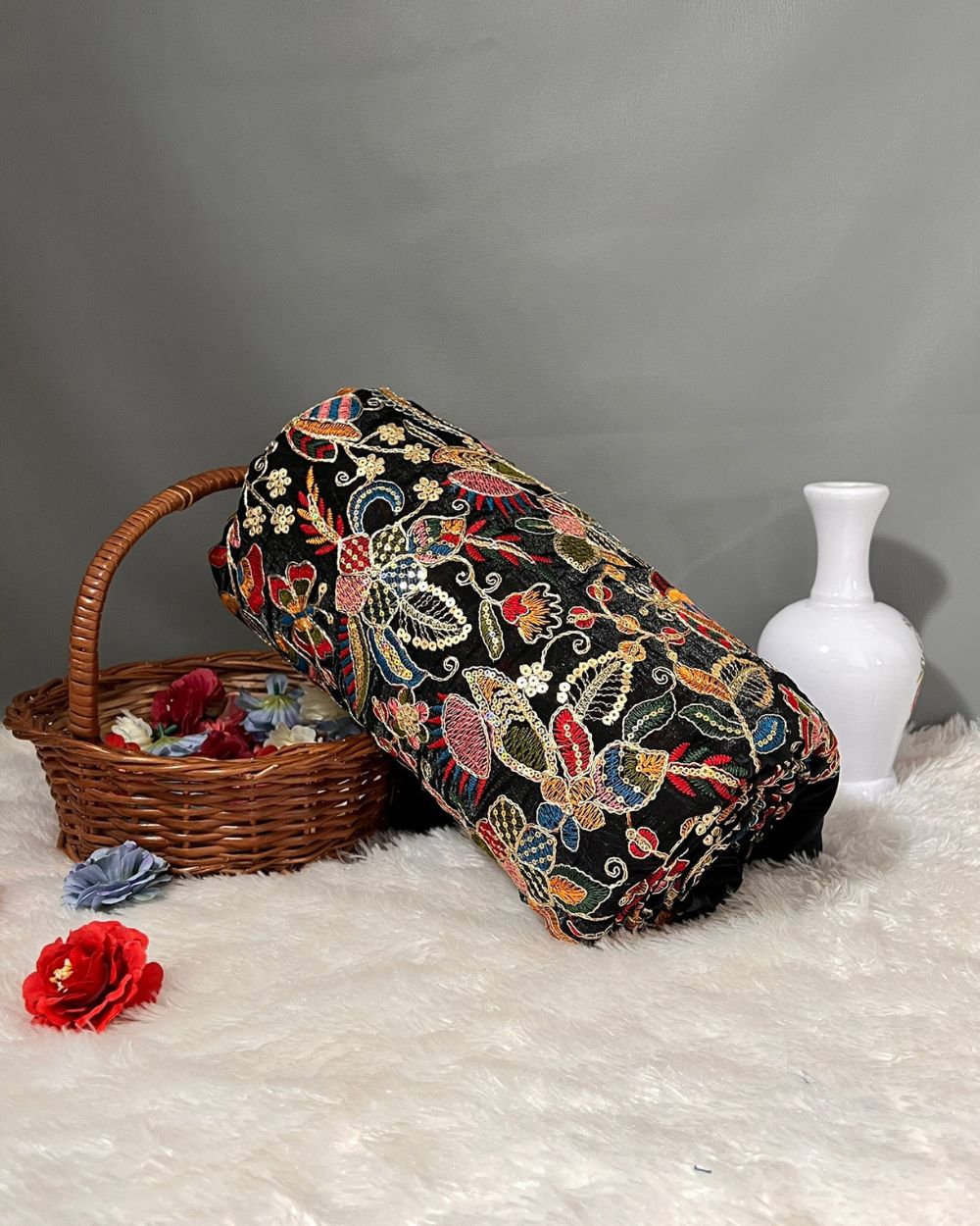 Space Silk Work Black Colour 42 Inches Width