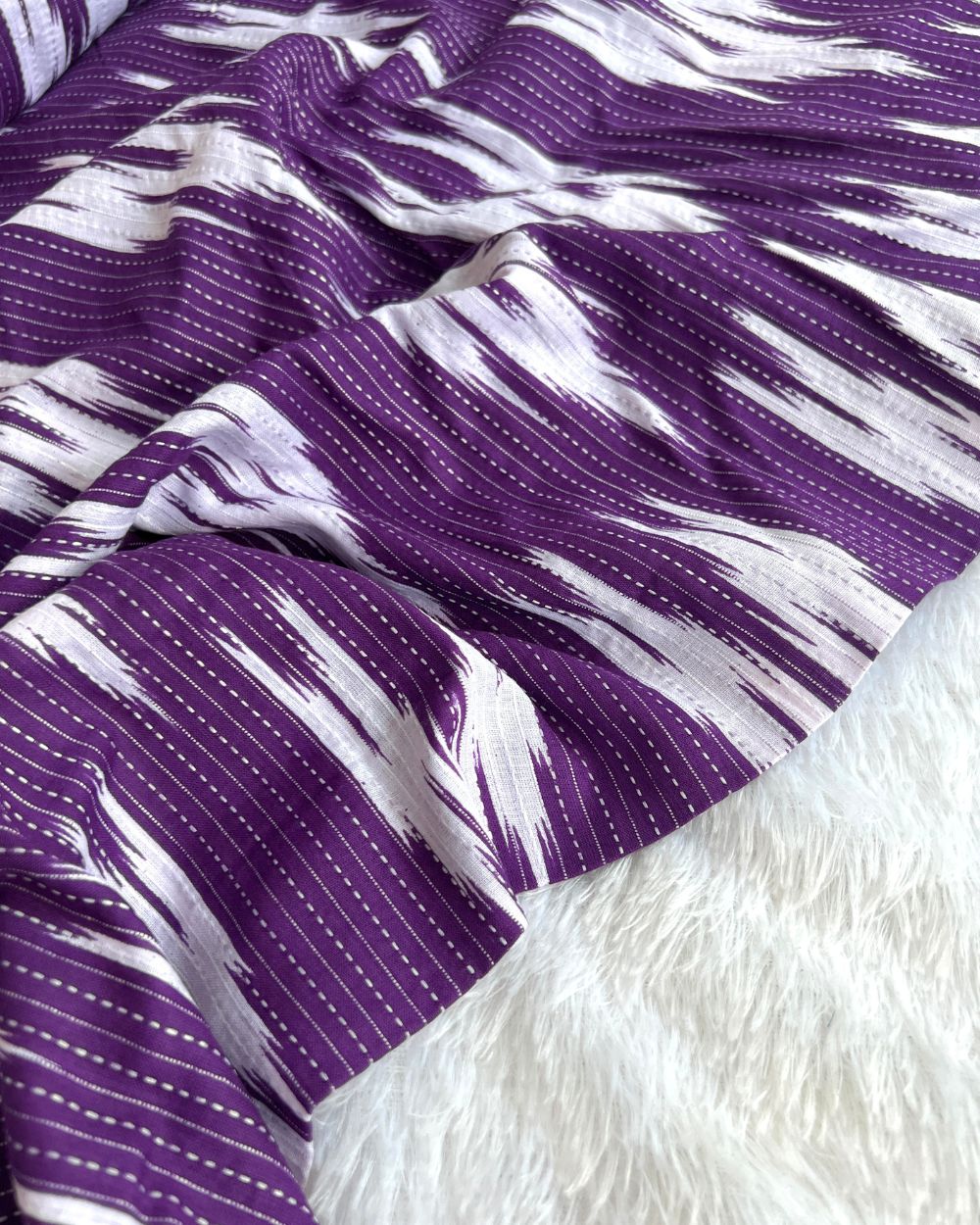 Printed Cotton Kantha Work  Purple Colour 42 Inches Width