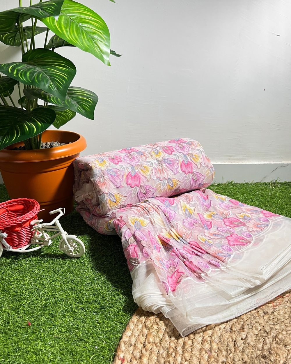 Imported Korean Net Work Pink Colour 57 Inches Width