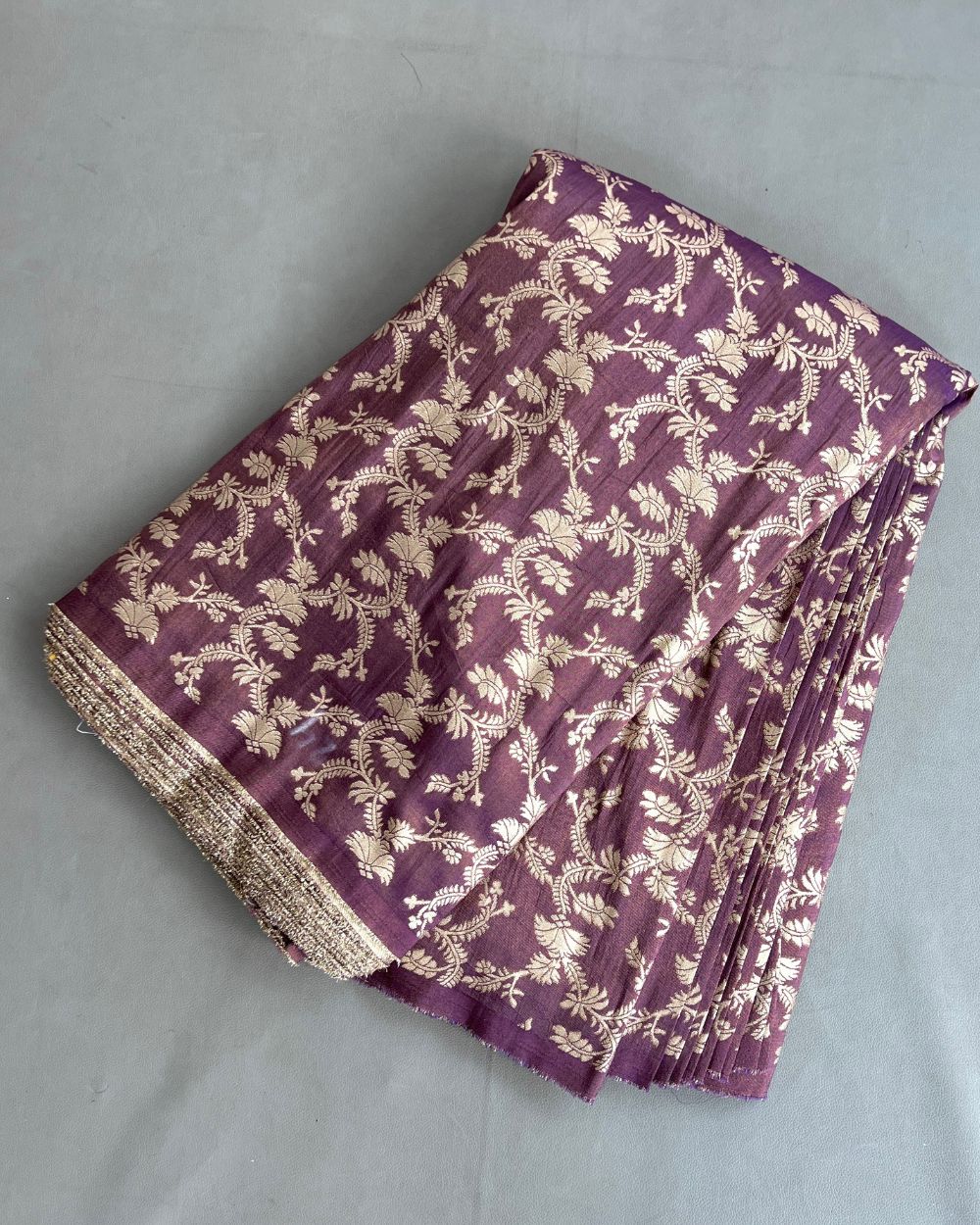 Cosmos Zari Work Dark Lavender Colour 45 Inches Width