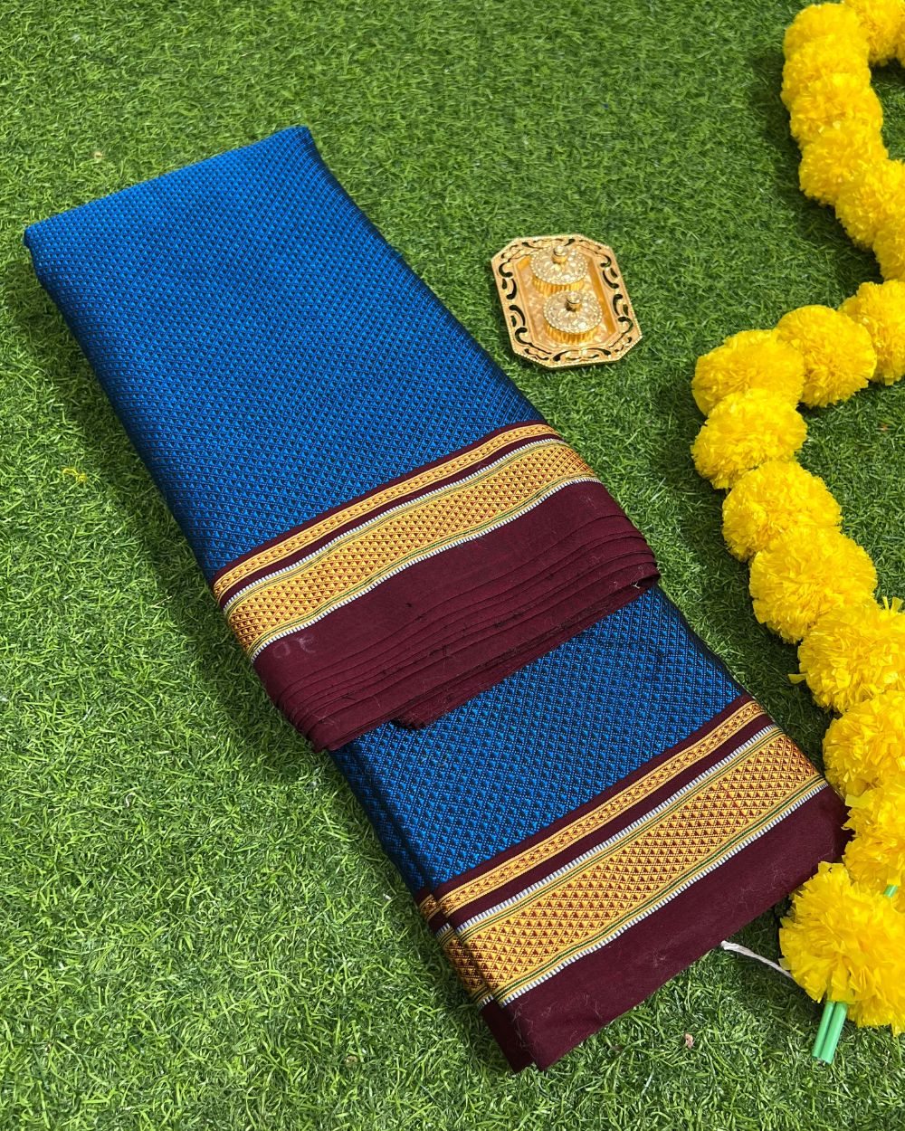 Cotton Khun Peacock Blue Colour 36 Inches Width