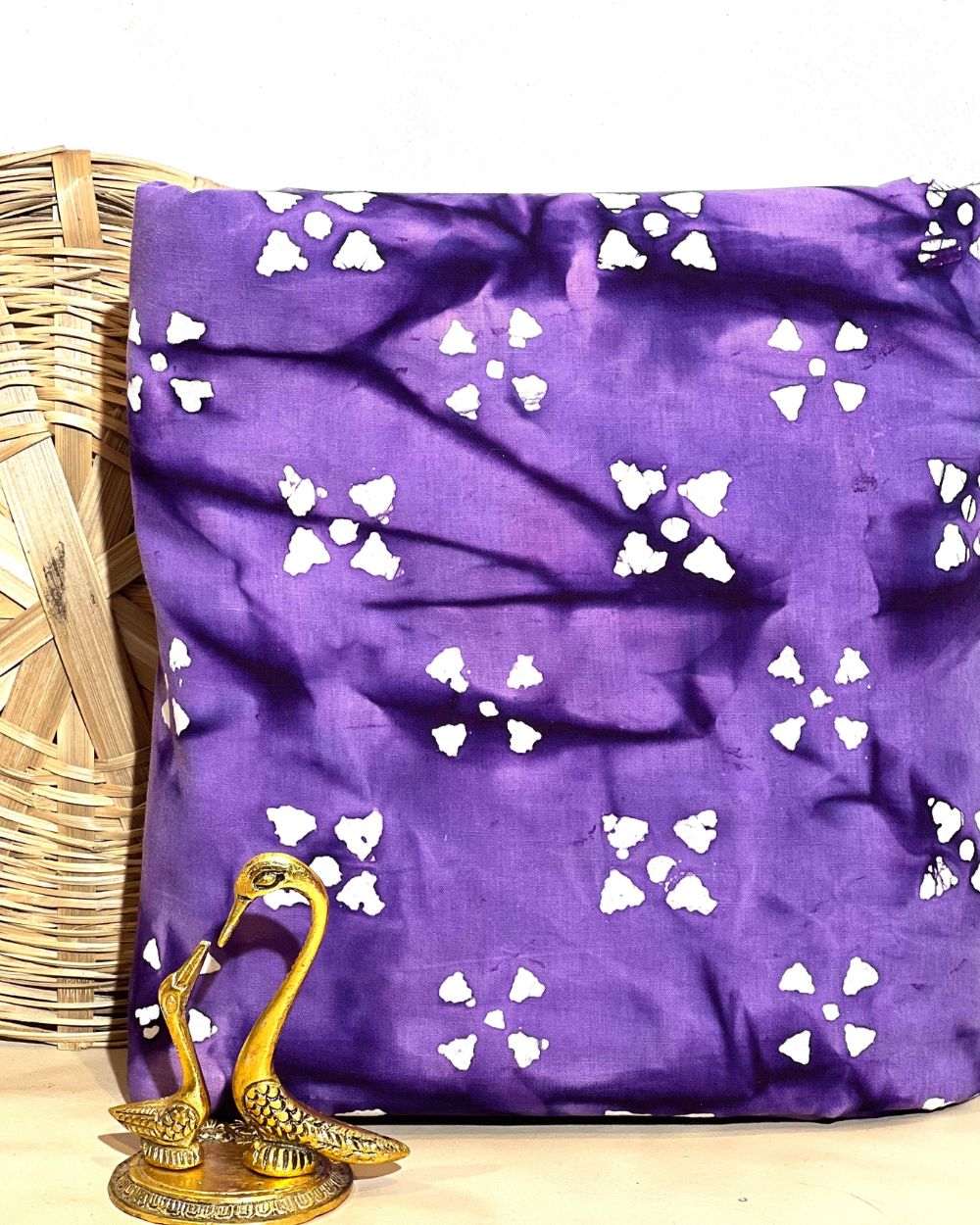 Cotton Hand Blocked Wax Batik Print Lavender Colour 45 Inches Width