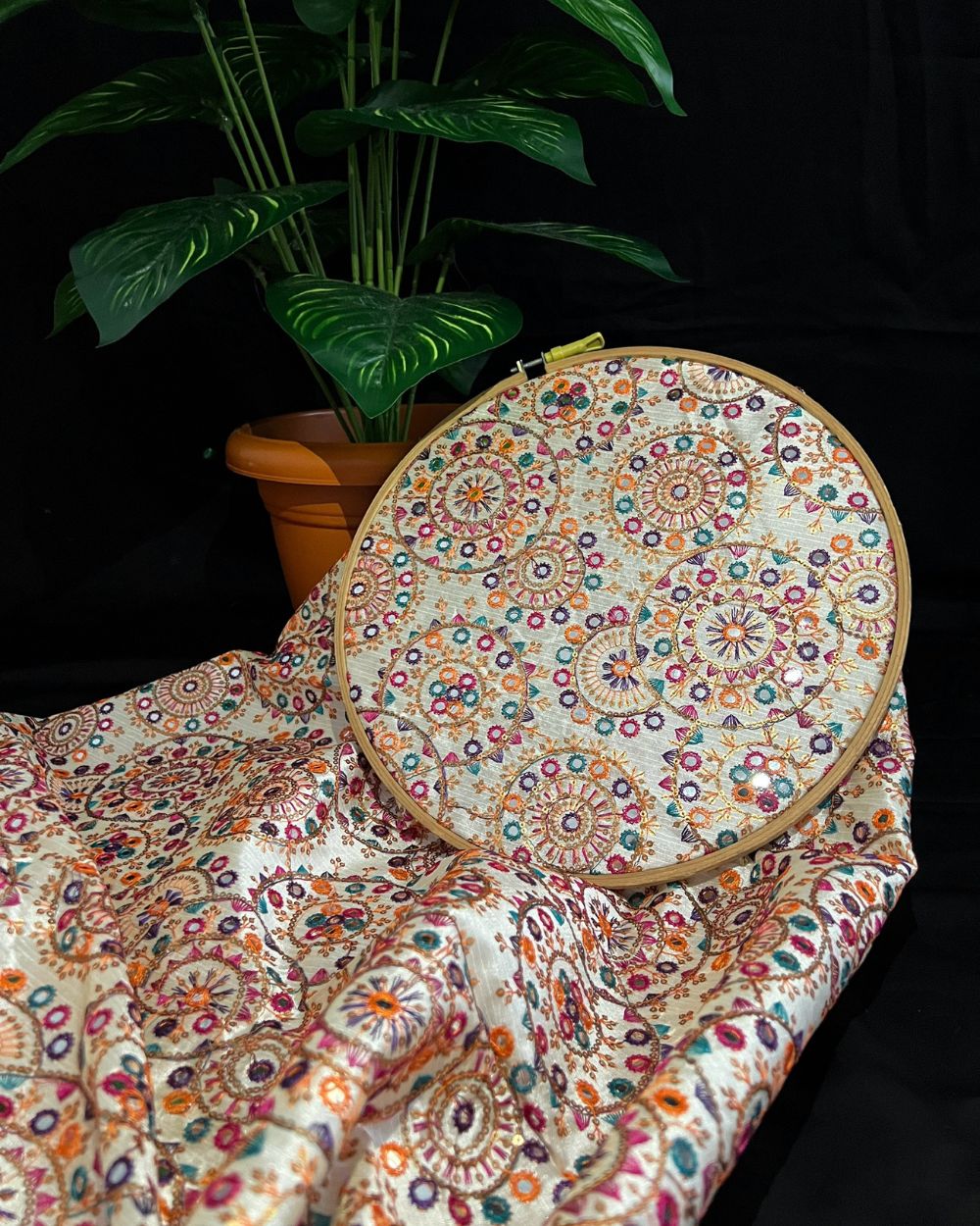 Mulberry Work Pearl White (Multicolor) 44 Inches Width