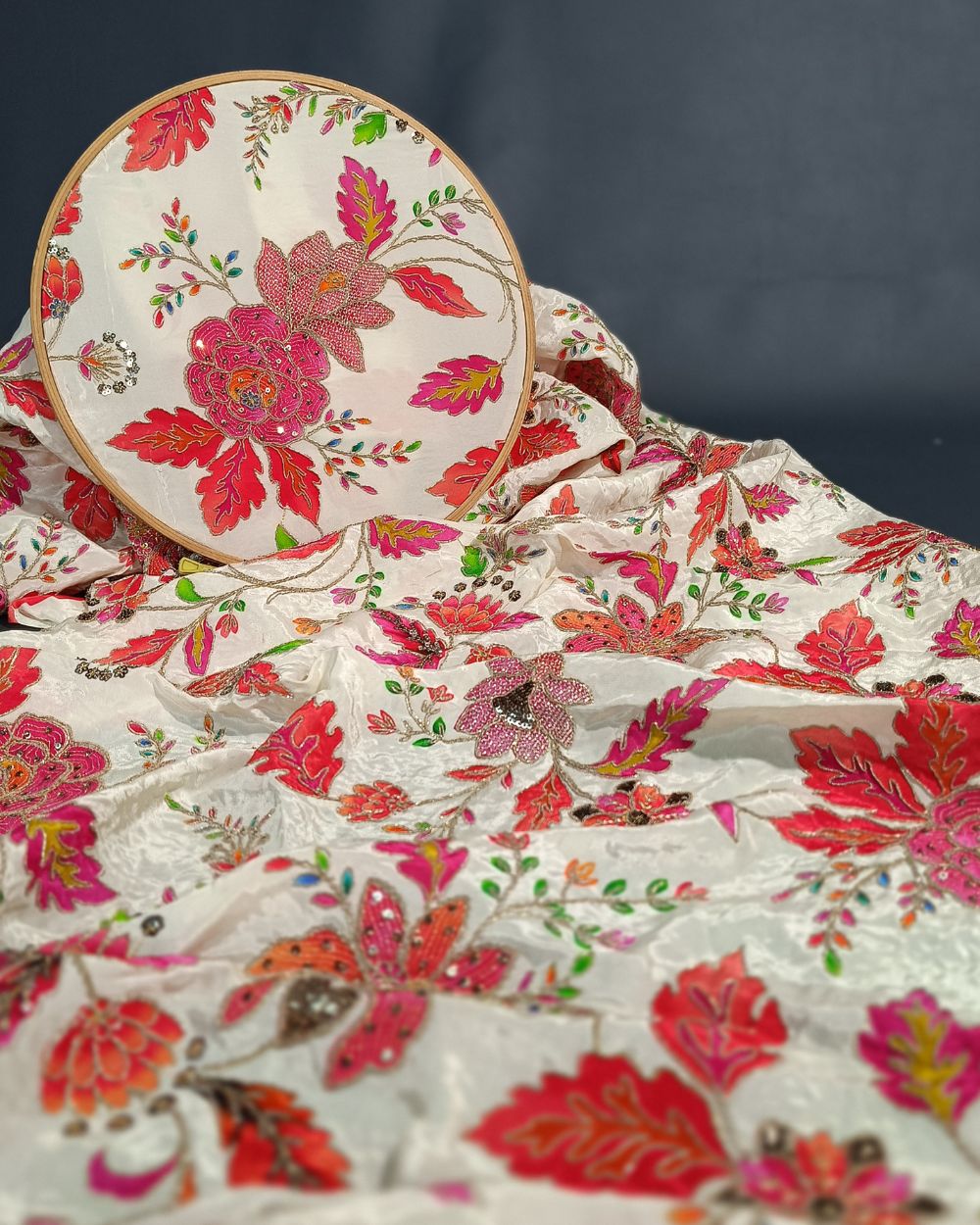 Natural Crepe Work Cream Colour 44 Inches Width