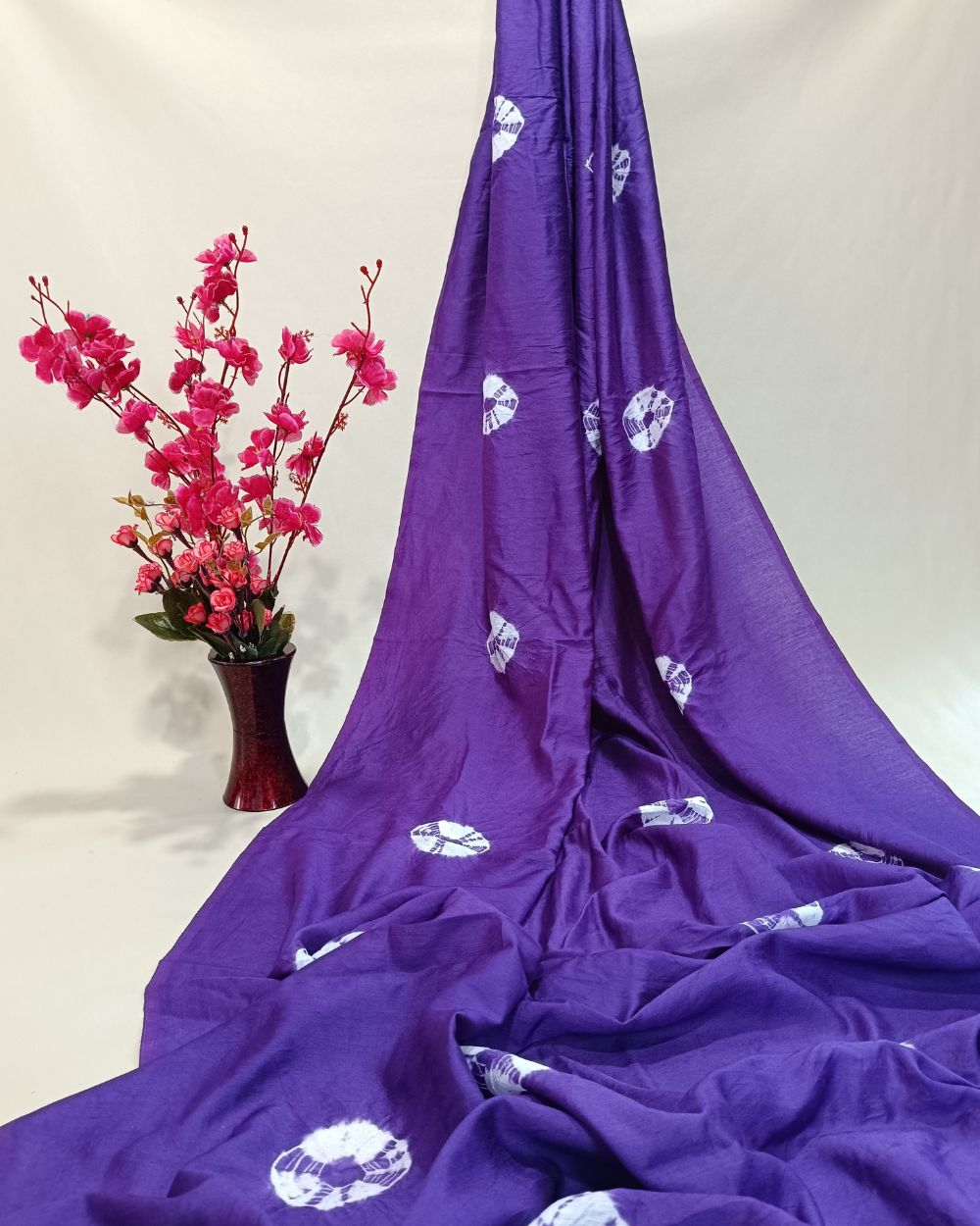 Chanderi Cotton with Shibori Print Purple Colour 46 Inches Width