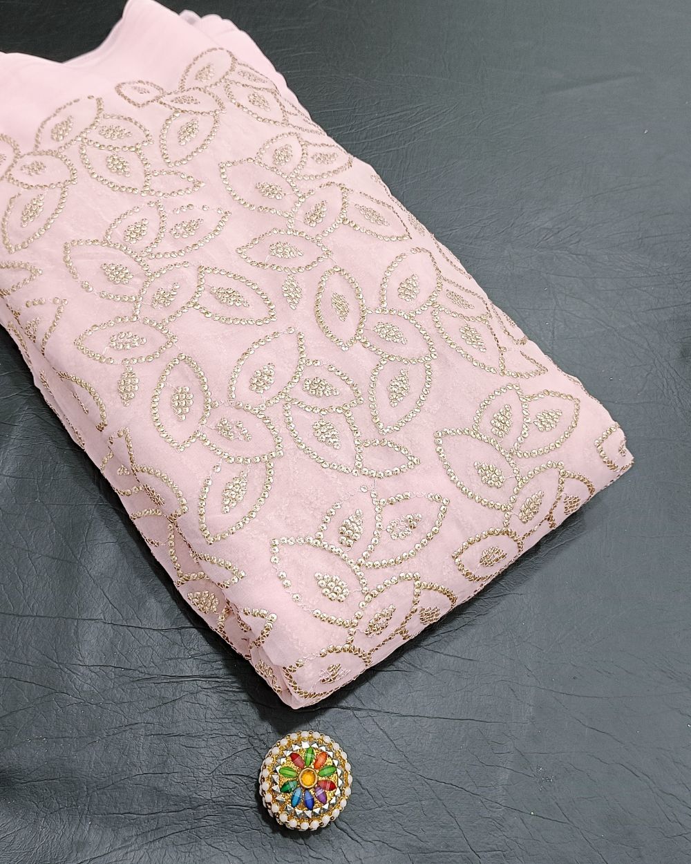 Georgette Work Baby Pink Colour 44 Inches Width