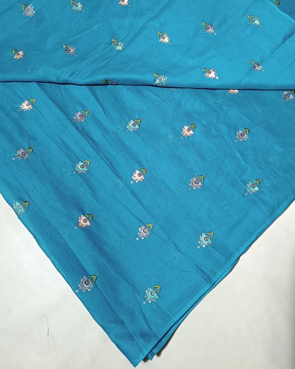 Mal Cotton with Thread Work Peacock Blue Colour 40 Inches Width