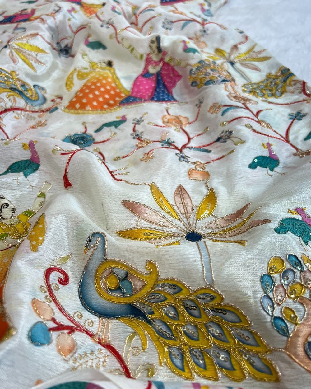 Chinnon Work Cream White Colour 46 Inches Width