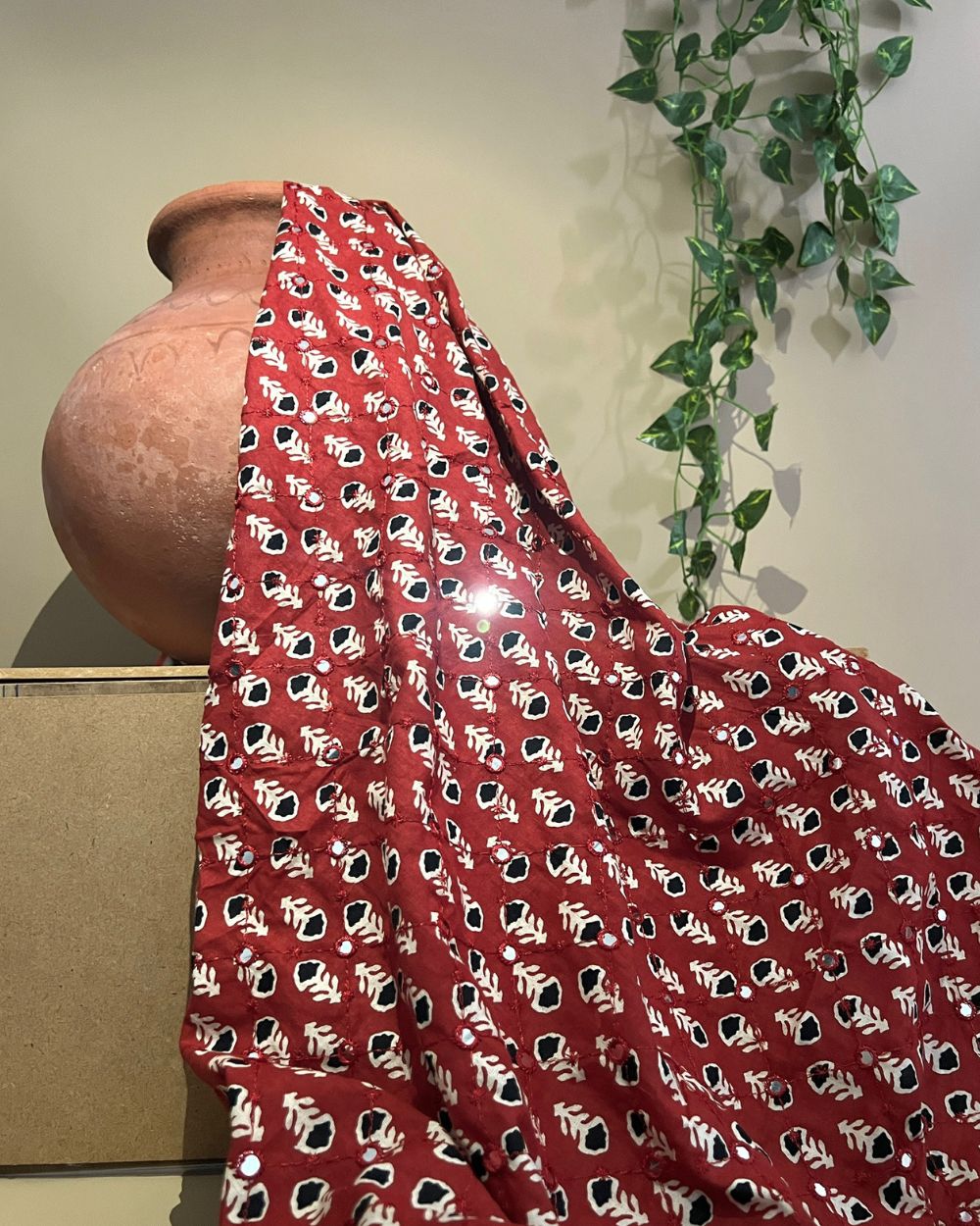 Cotton Abla Work Maroon Colour 44 Inches Width