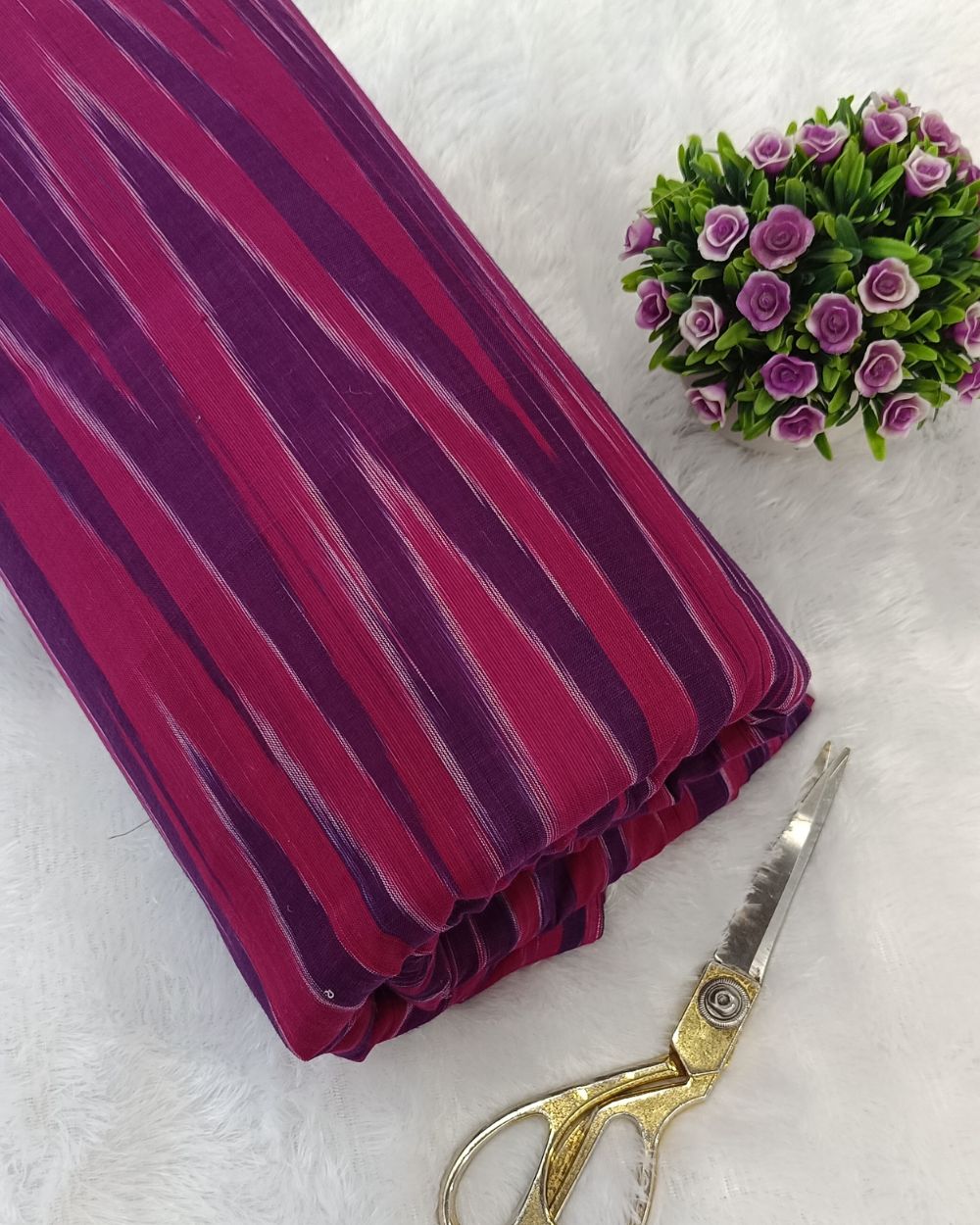Woven Pure Cotton Ikat Violet Colour 42 Inches Width